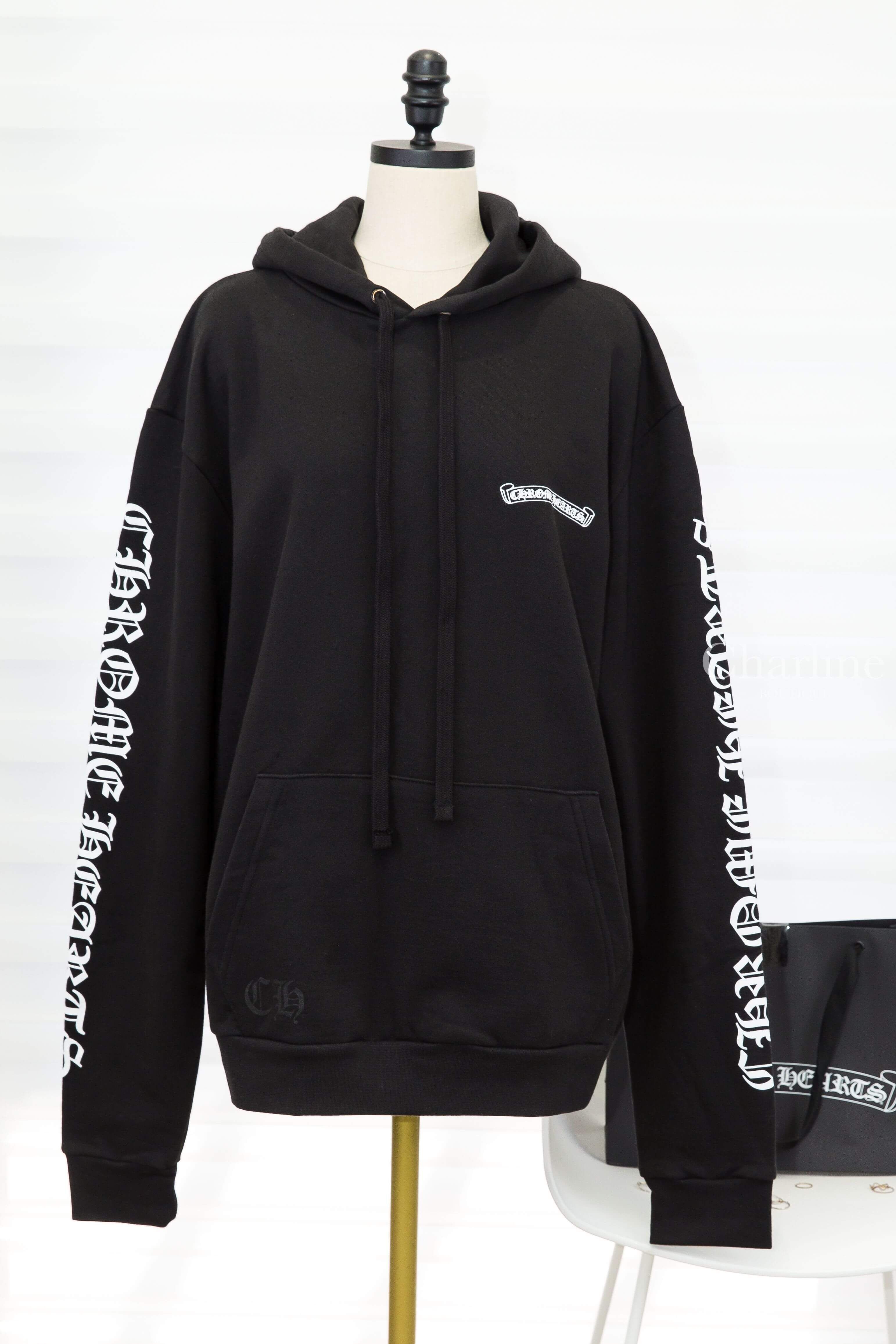 Chrome Hearts Sweatshirt 黑色白字圖騰印花連帽長袖棉T