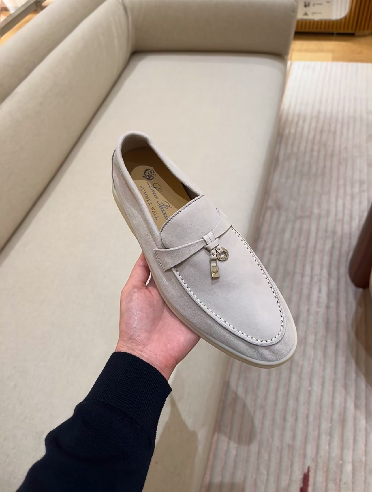 Loro Piana Summer Walk 珍珠灰麂皮樂福鞋 (A760)