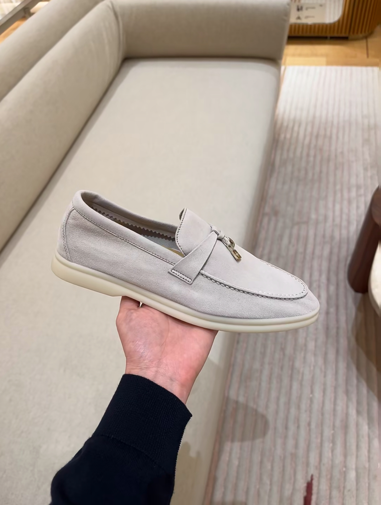 Loro Piana Summer Walk 珍珠灰麂皮樂福鞋 (A760)