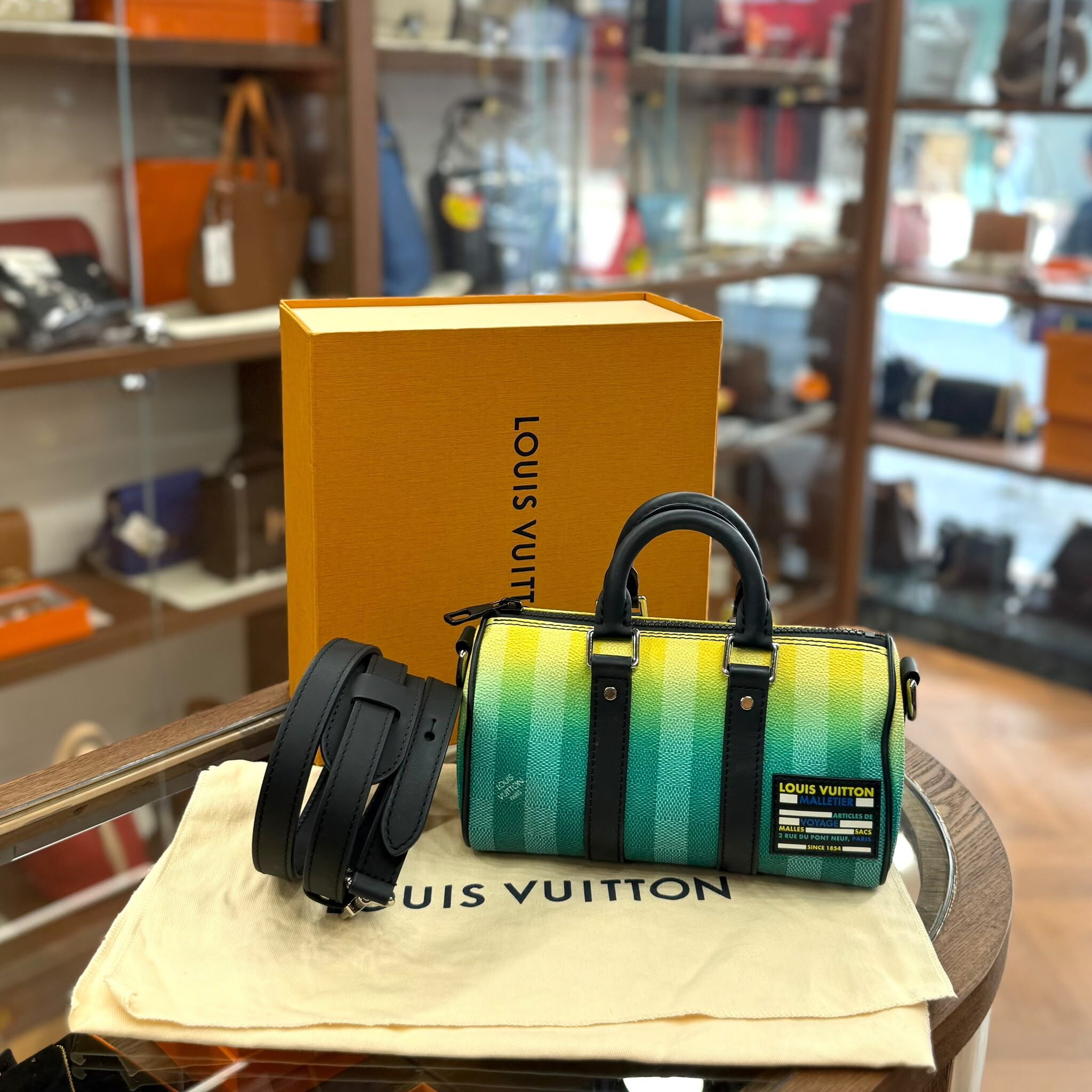 98%NEW USED LV DAMIER STRIPES 黃綠色漸變帆布 M59949 #芯片款