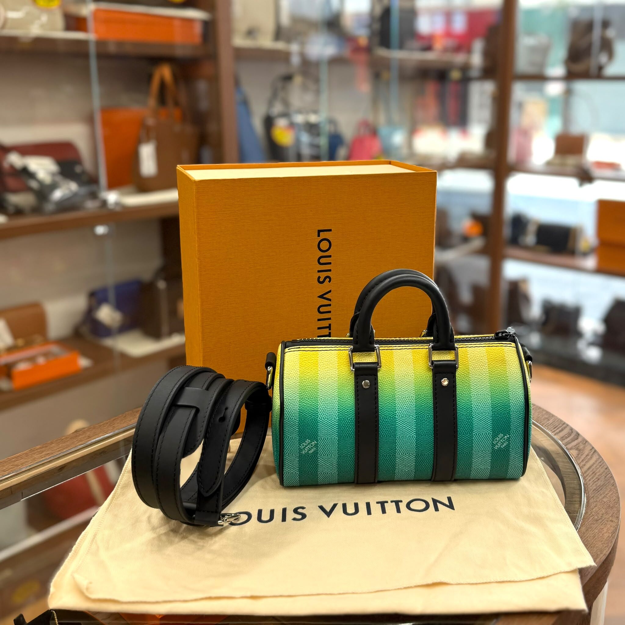 98%NEW USED LV DAMIER STRIPES 黃綠色漸變帆布 M59949 #芯片款