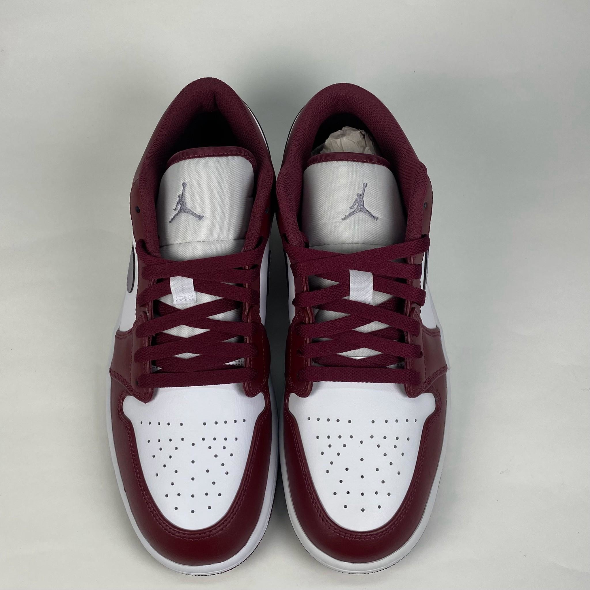 微瑕疵-左腳鞋舌前腳背色差 553558-615 W115 AIR JORDAN 1 LOW "BORDEAUX" 紅酒 男鞋