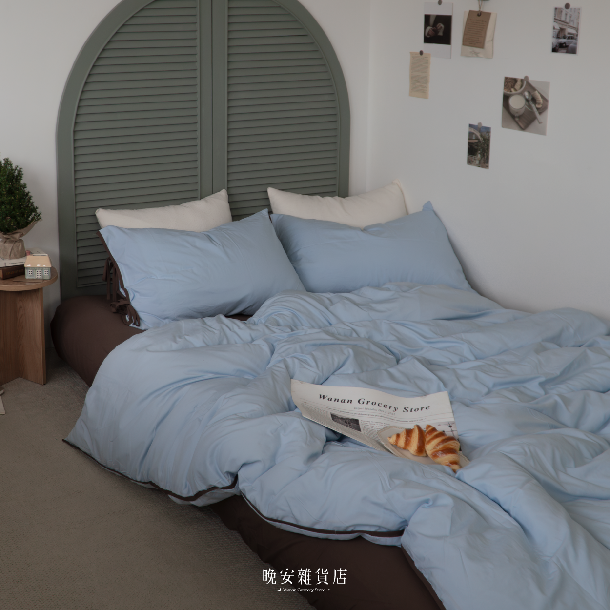 韓系蝴蝶結絲帶系列水洗棉【肯德爾薄荷蛋糕】床單床包組