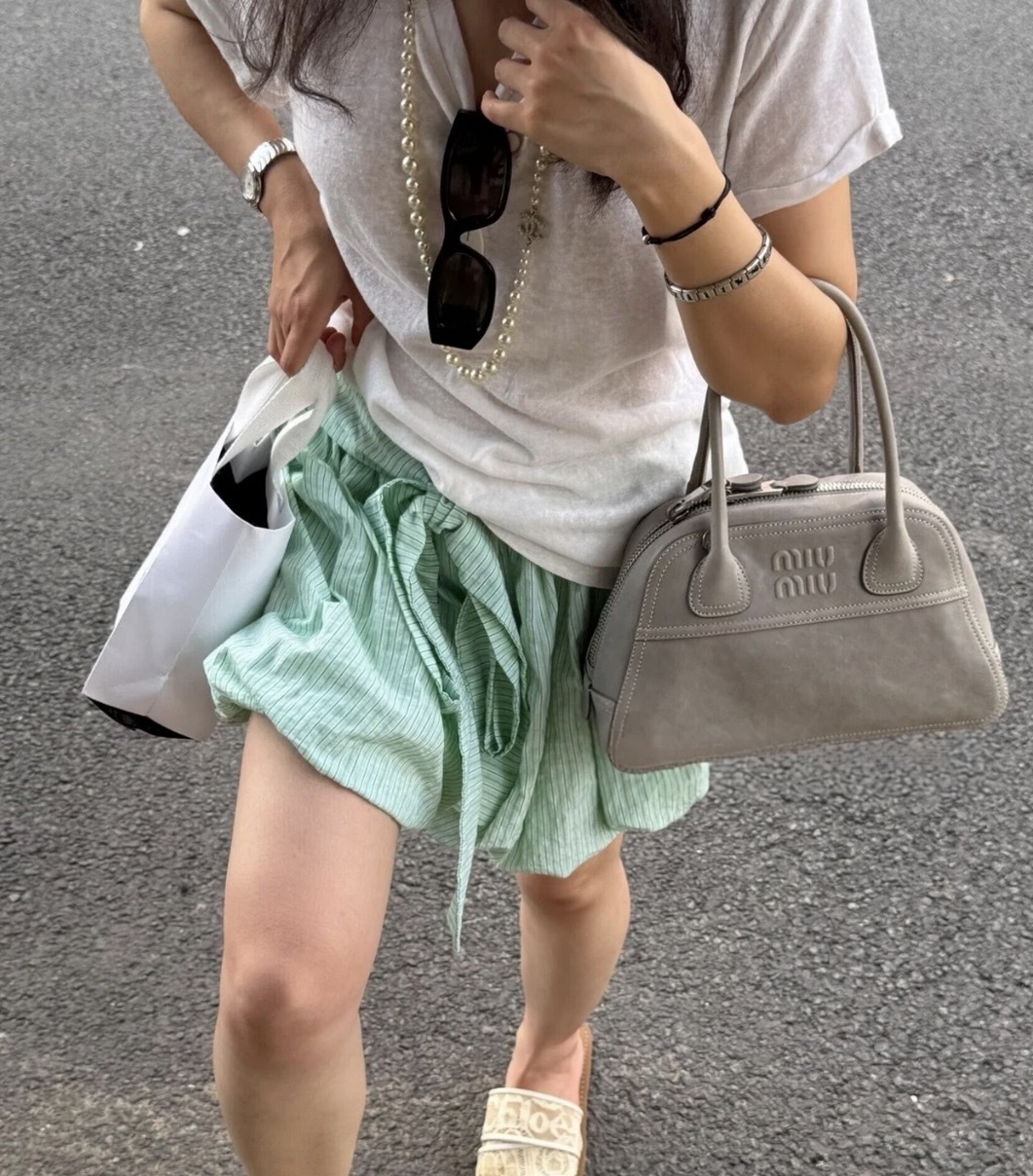 Miu Miu Vivant Small Nappa Leather Bag Grey灰色小號手袋