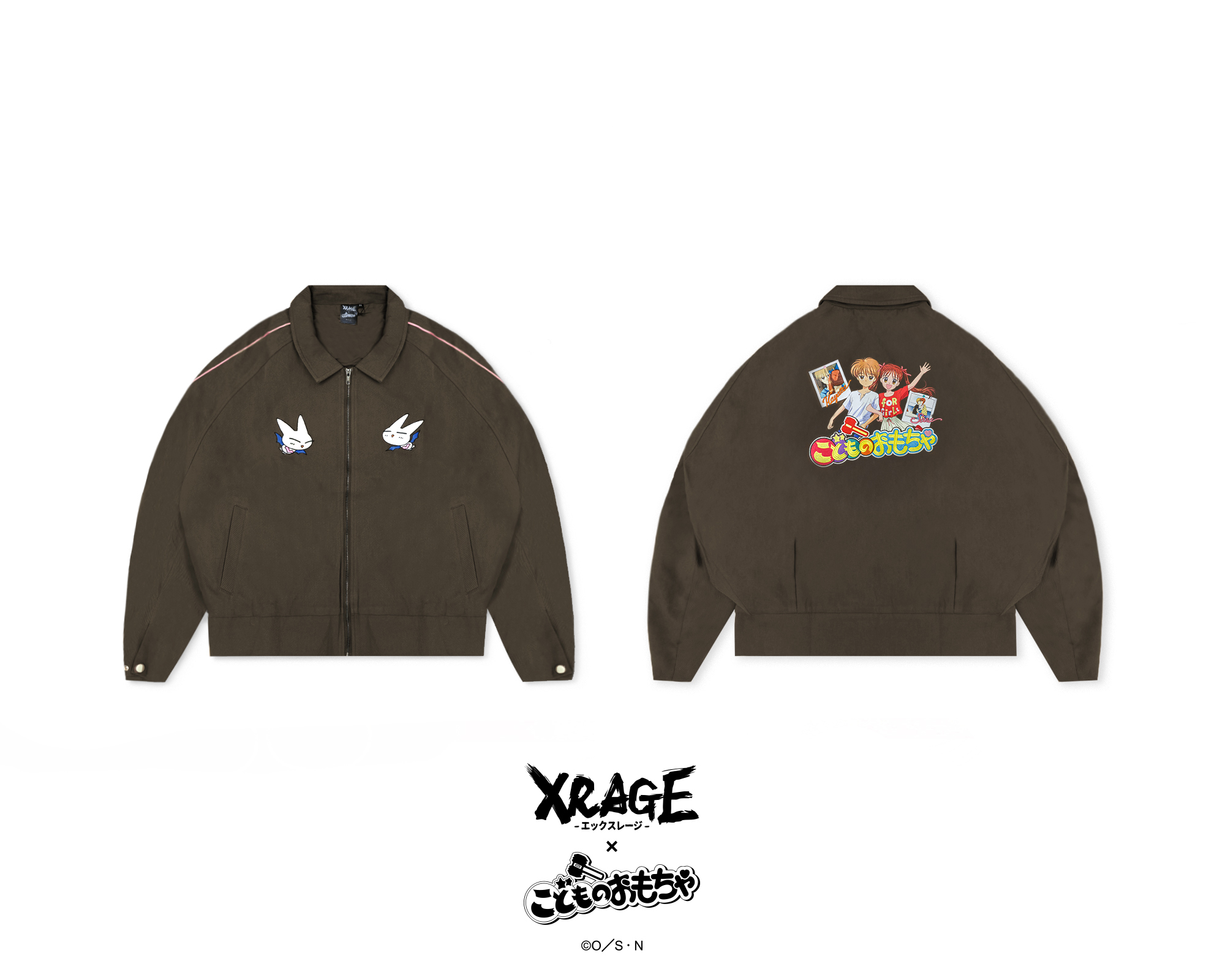 玩偶遊戲紀念刺繡剪裁外套 咖啡
