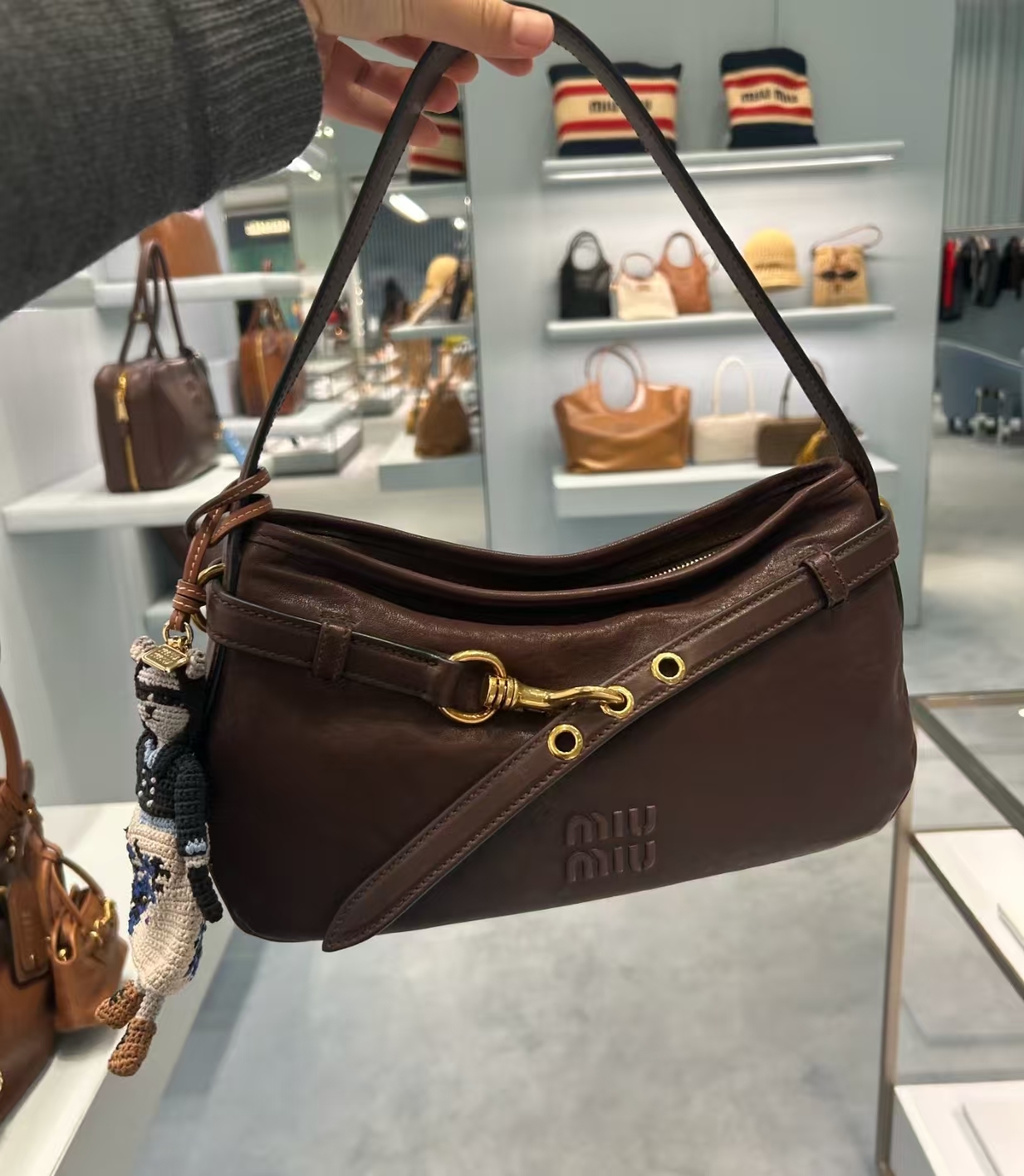 Miu Miu Aventure East-West Leather Bag 棕色橫版皮革手袋單肩袋