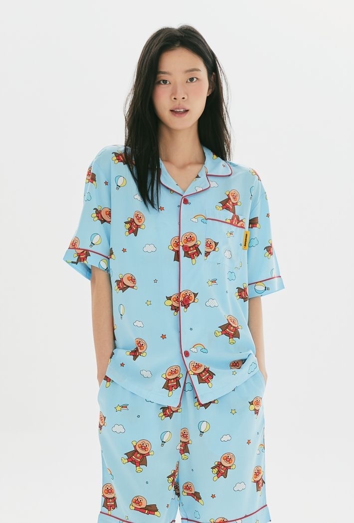 SPAO 麵包超人短袖藍色睡衣套裝