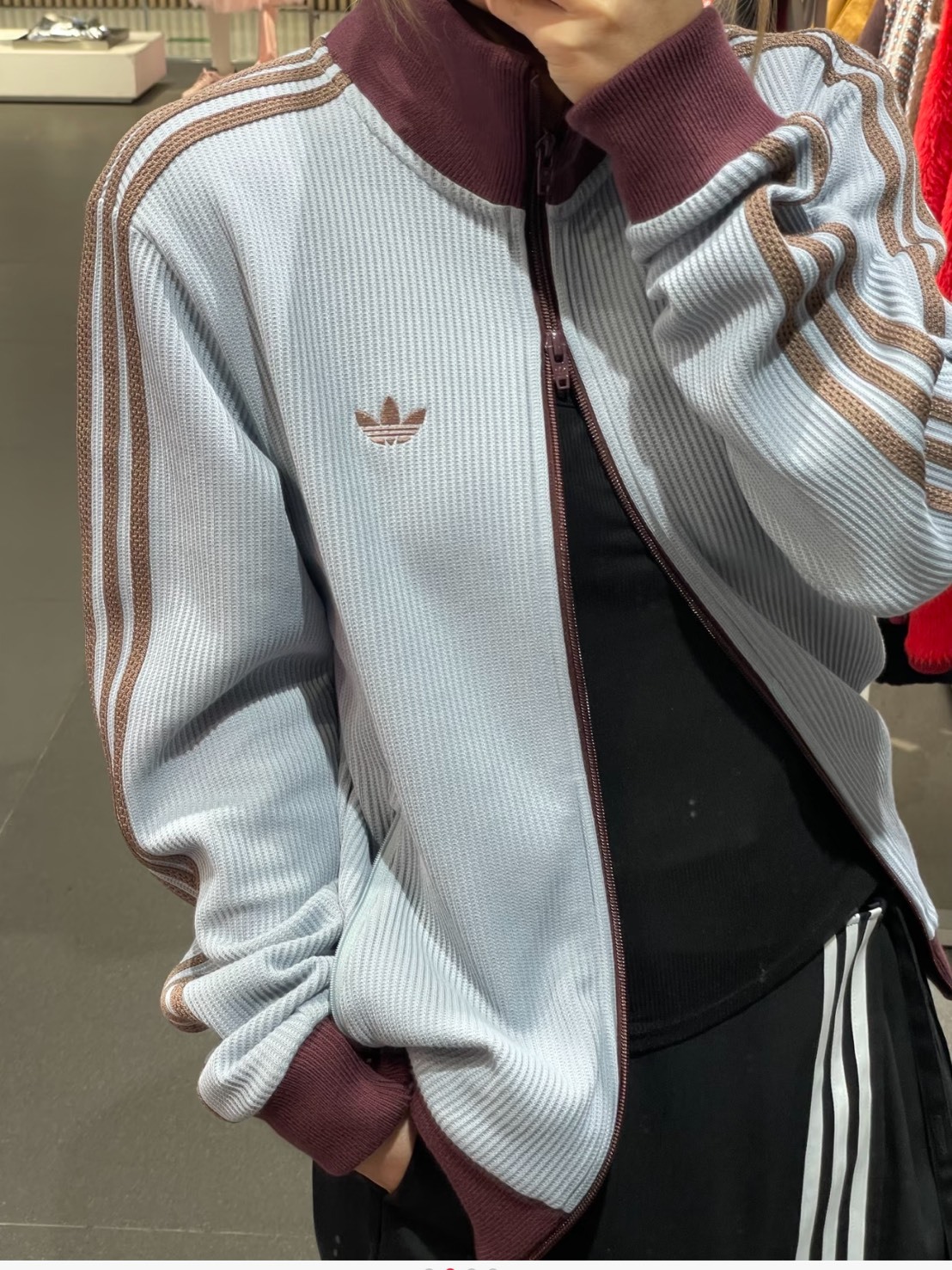 ADIDAS ORIGINALS 華夫格 雙拉鍊 立領外套