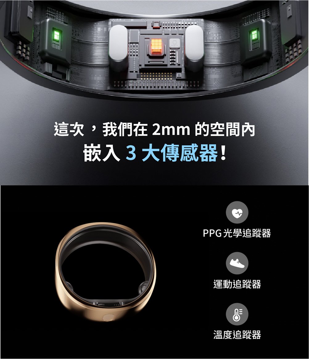 RingConn Gen 3 AI 智慧戒指3大傳感器追蹤器