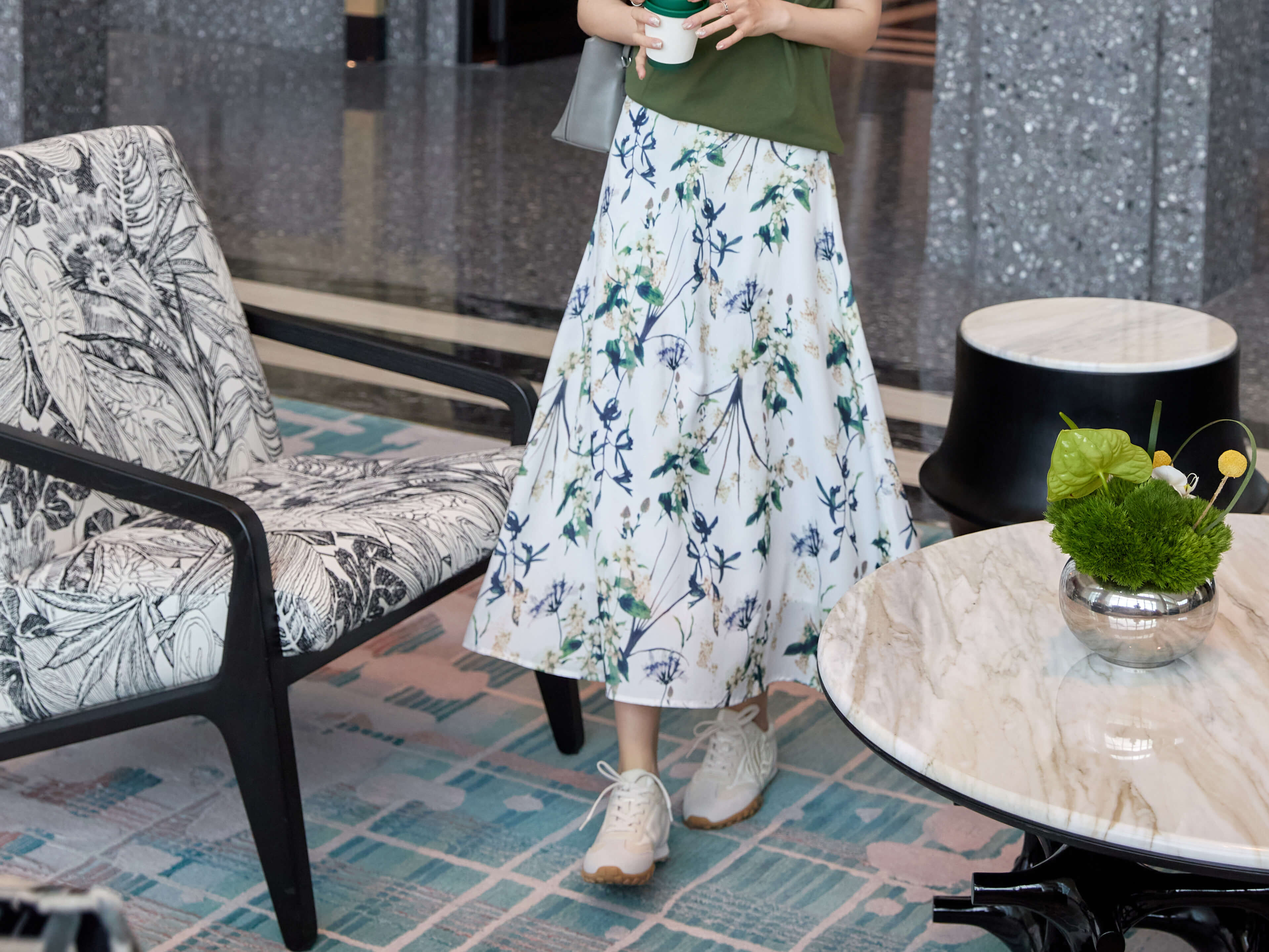 Floral Printed Flared Midi Skirt_SK264L05