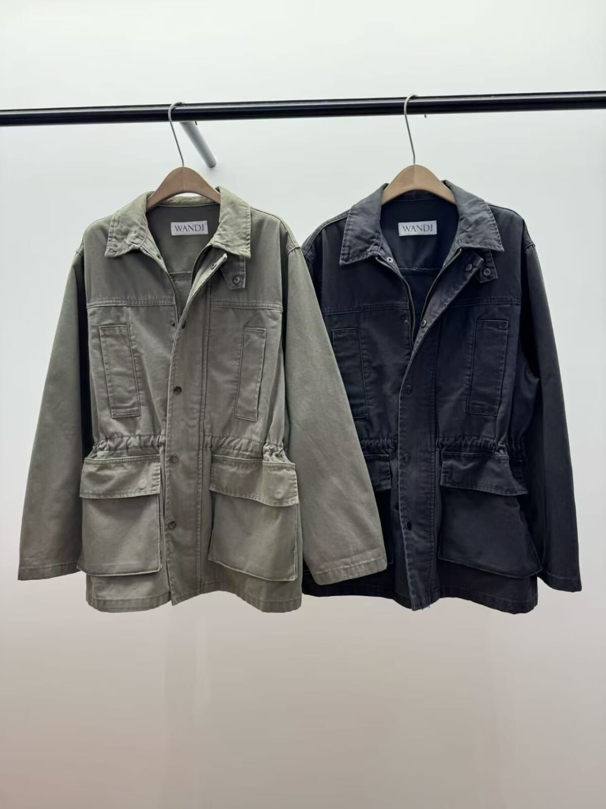 WJ7236 個性工裝啪扣翻領外套