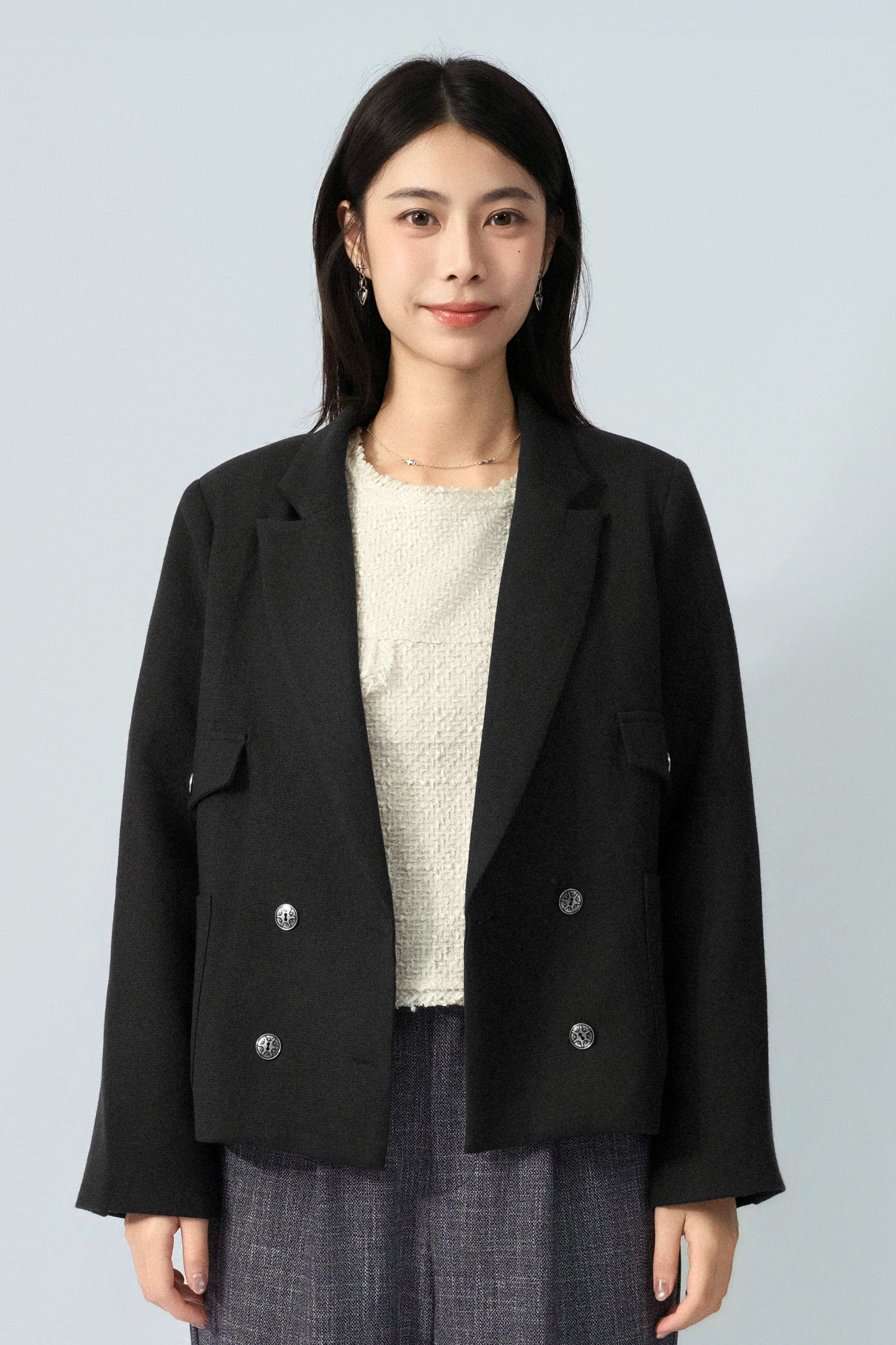 裝飾袋蓋孖襟西裝褸（預購產品）