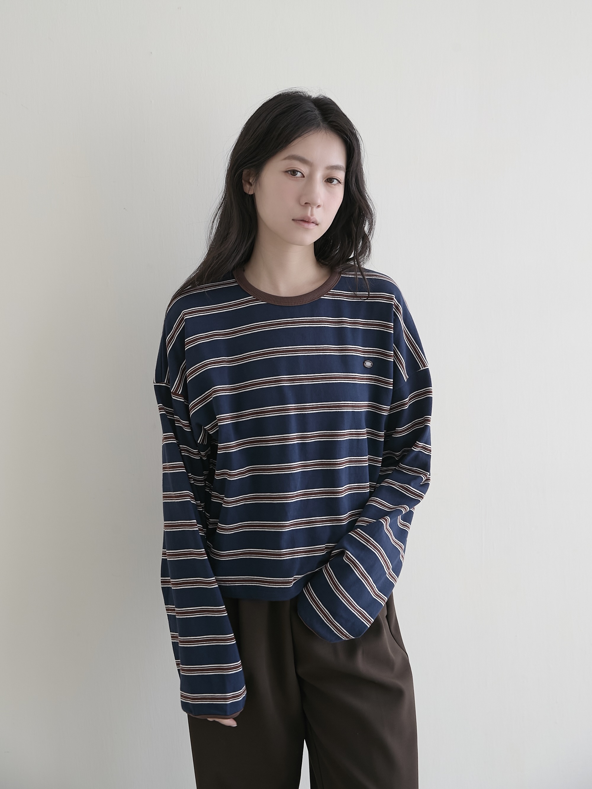 復古條紋短TEE