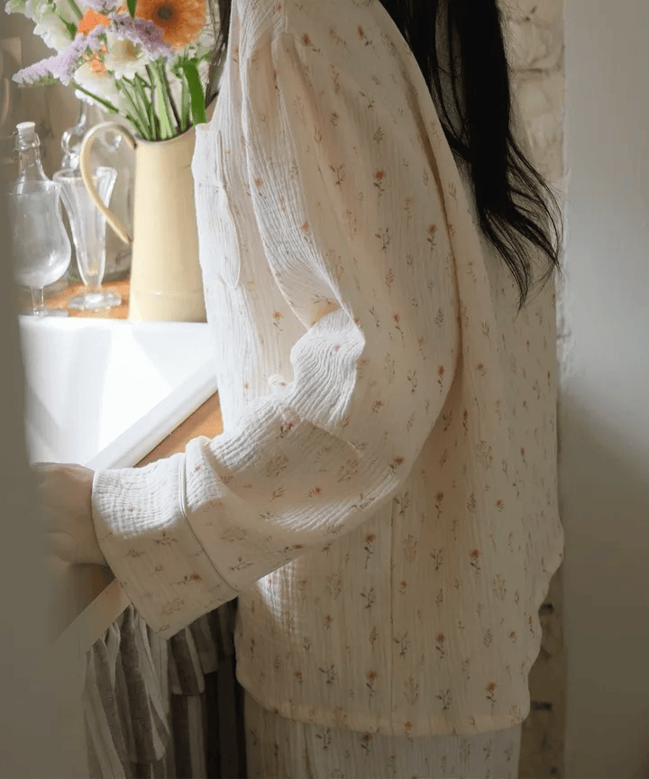Juuneedu｜[長袖睡衣] Flower 7 Days Cotton Pajama [7 colors]