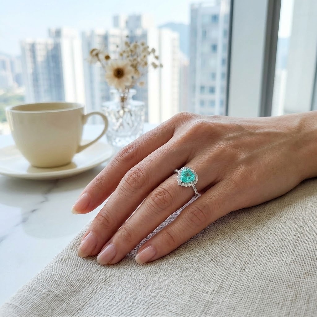 18K White Gold 2.72ct Paraiba and Diamond Ring