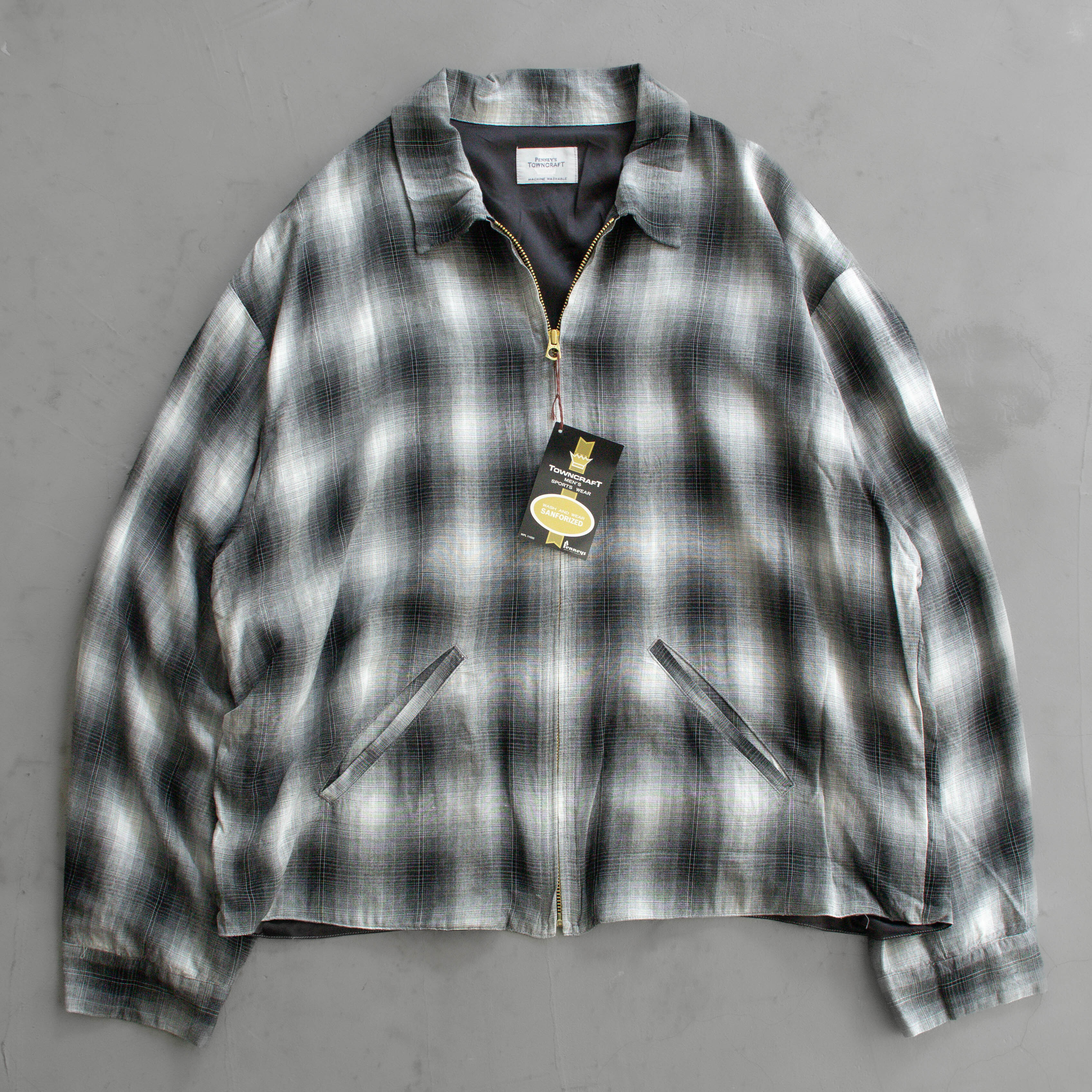 TOWNCRAFT ROCKABILLY RAYON JACKET  灰色 漸層 格紋 嫘縈 寬版 外套