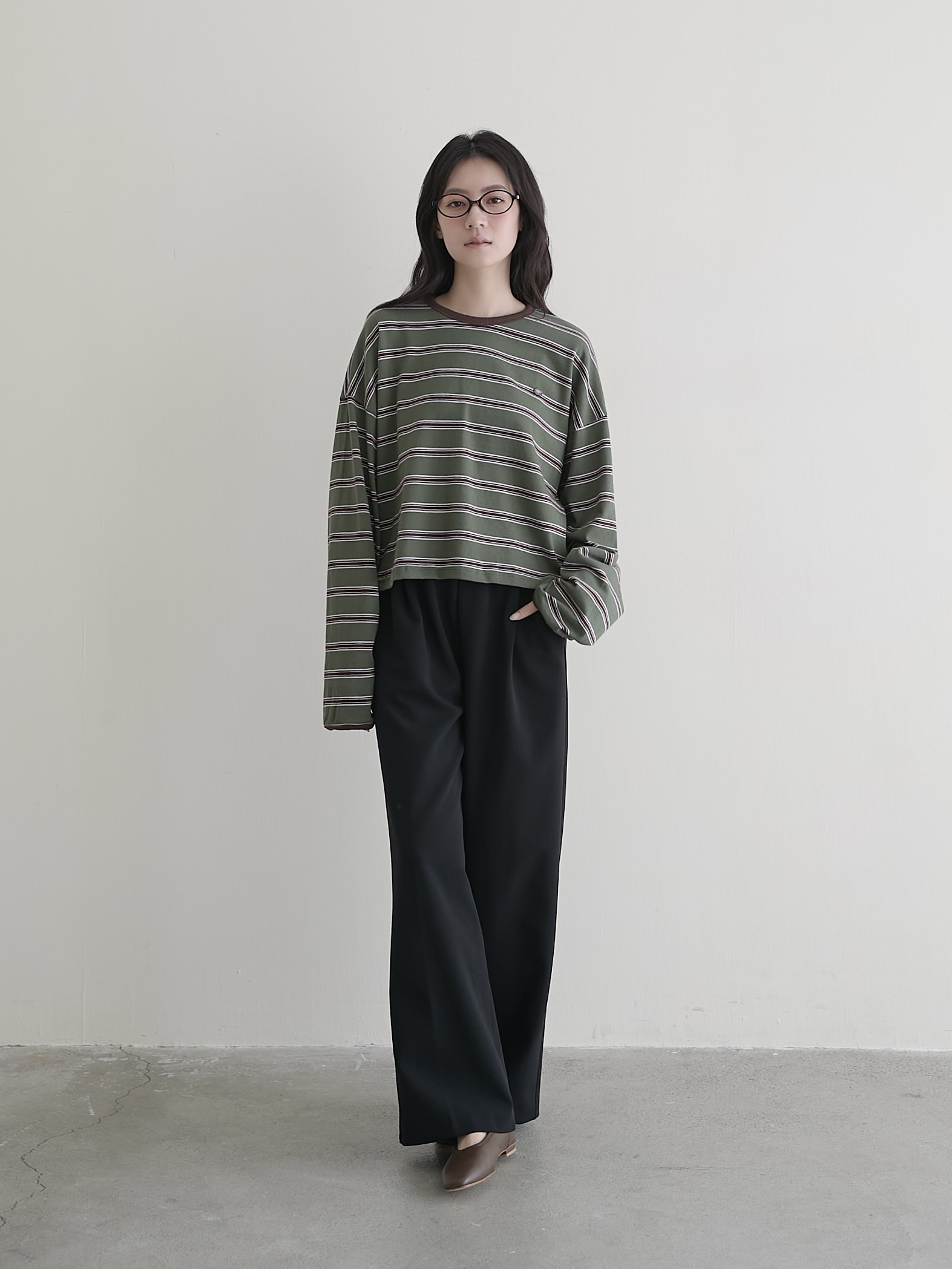 復古條紋短TEE