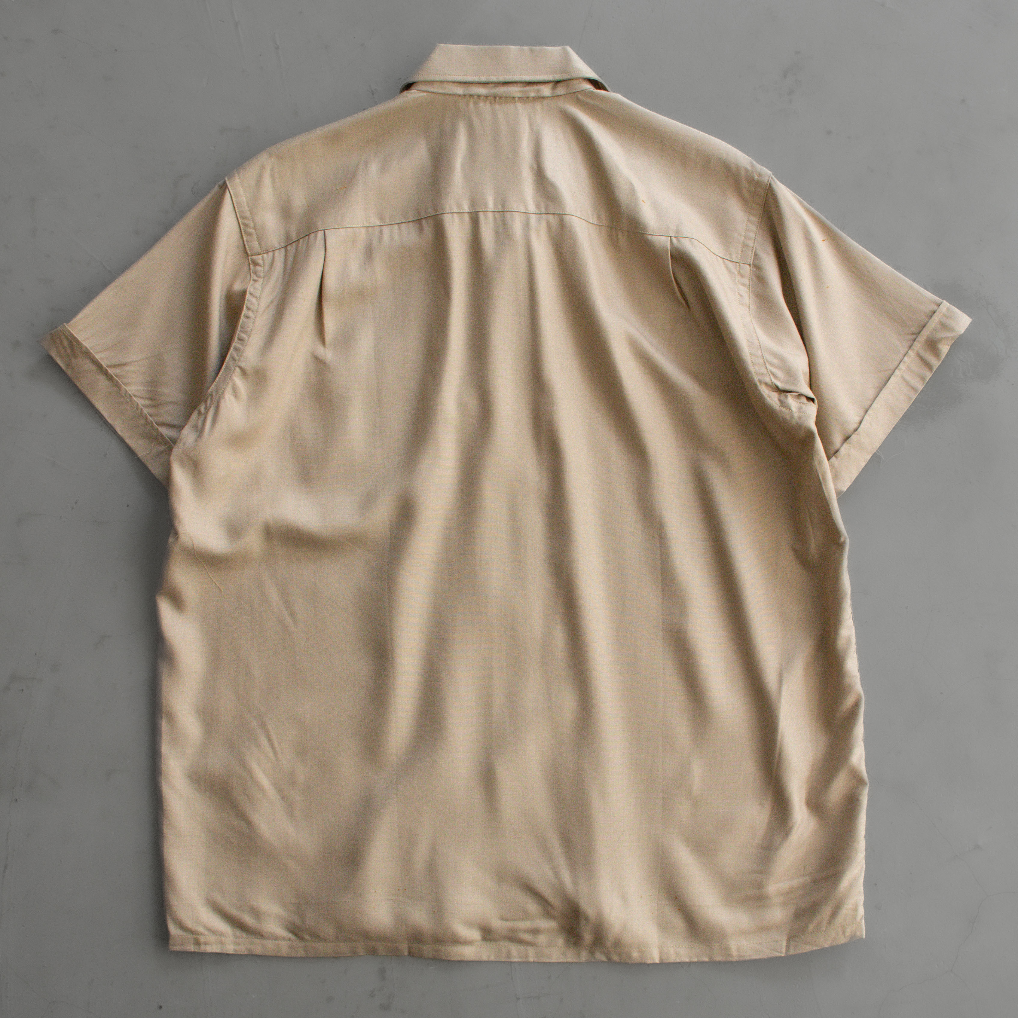 50S NOS FLEETLINE RAYON OPEN SHIRT  美國製 卡其 嫘縈 開領 短袖 襯衫
