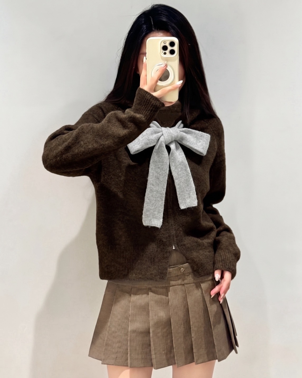 <斷貨款>ZARA 新款 秋冬 復古 蝴蝶結 針織 6%羊毛 拉鍊 連帽 外套 咖灰色