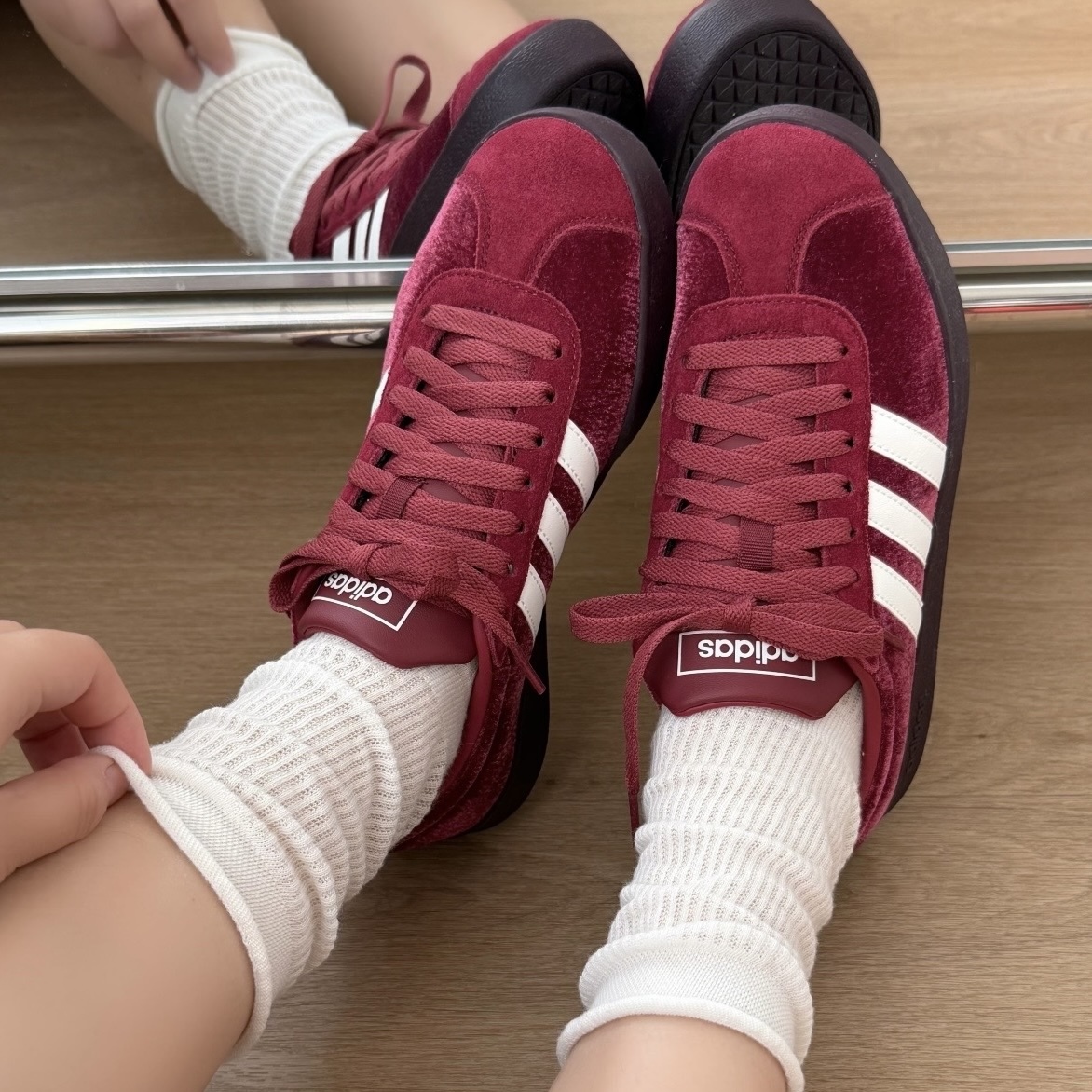 ADIDAS VL COURT 紅絲絨 酒紅 勃根地紅 平替版SAMBA 男女鞋 LB5803 / 預購