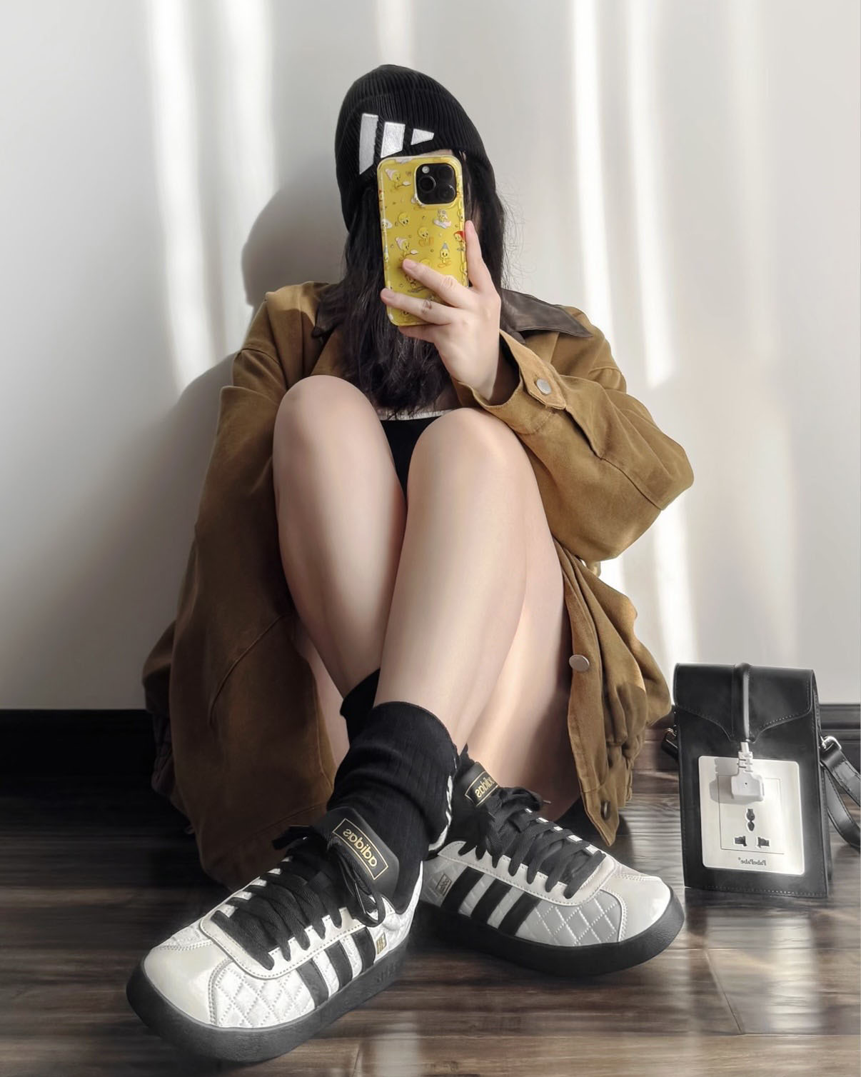 ADIDAS VL COURT 小香風 菱格紋 奶油白黑 米白 平替版SAMBA 男女鞋 LB5799 / 調貨