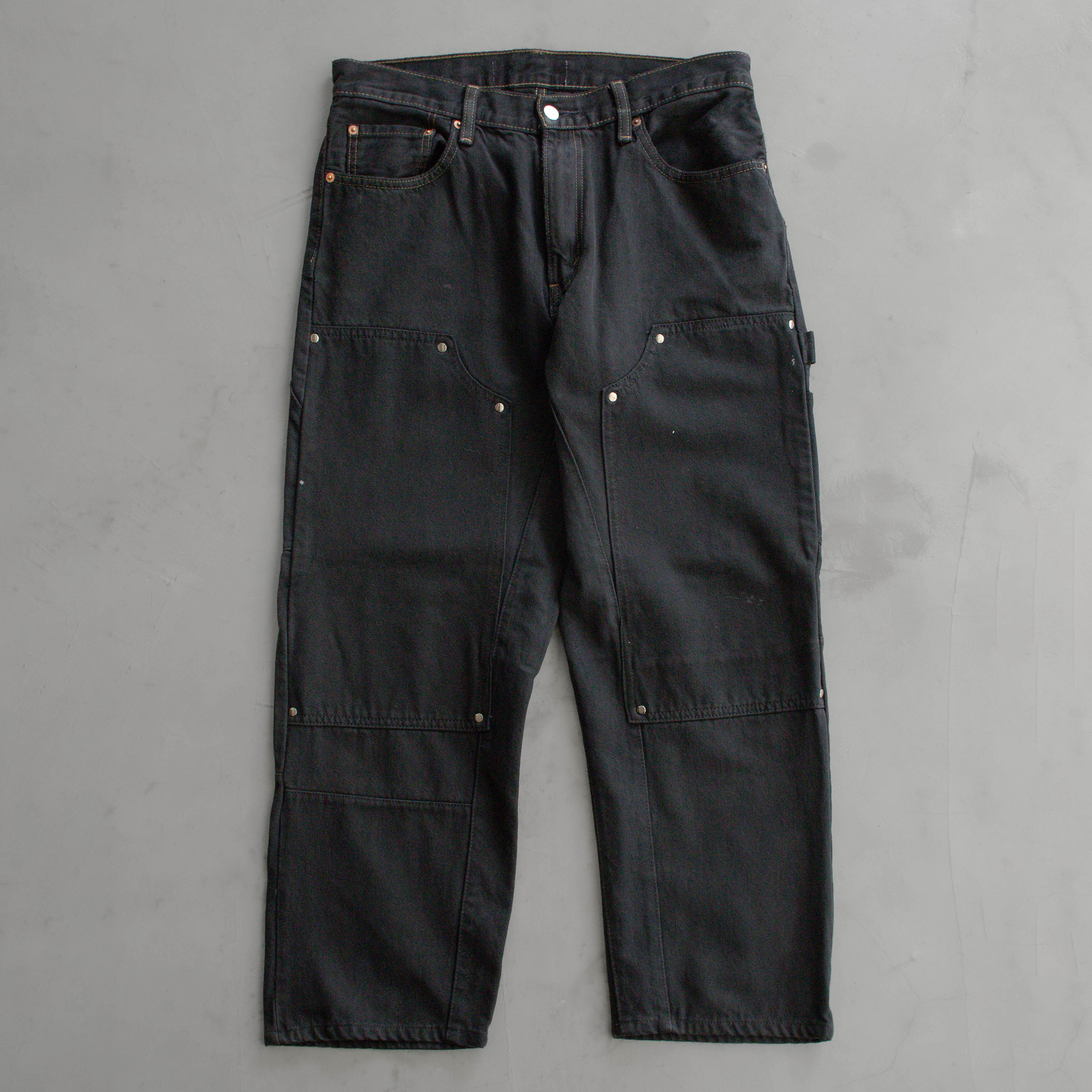 YOUSED REMAKE DOUBLE KNEE PAINTER PANTS  改製 黑色 雙膝 補丁 油漆 工作褲