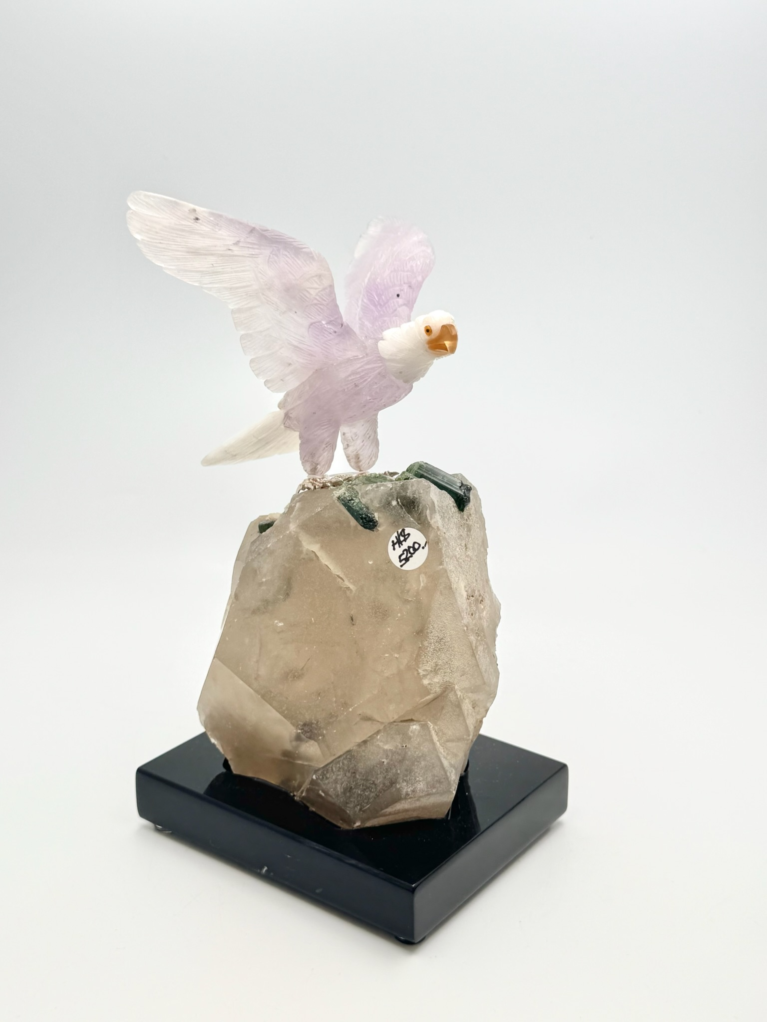 FD011 A11 巴西天然寶石手雕靈鳥 × 原礦共生藝術擺件 20x12cm 1.72kg