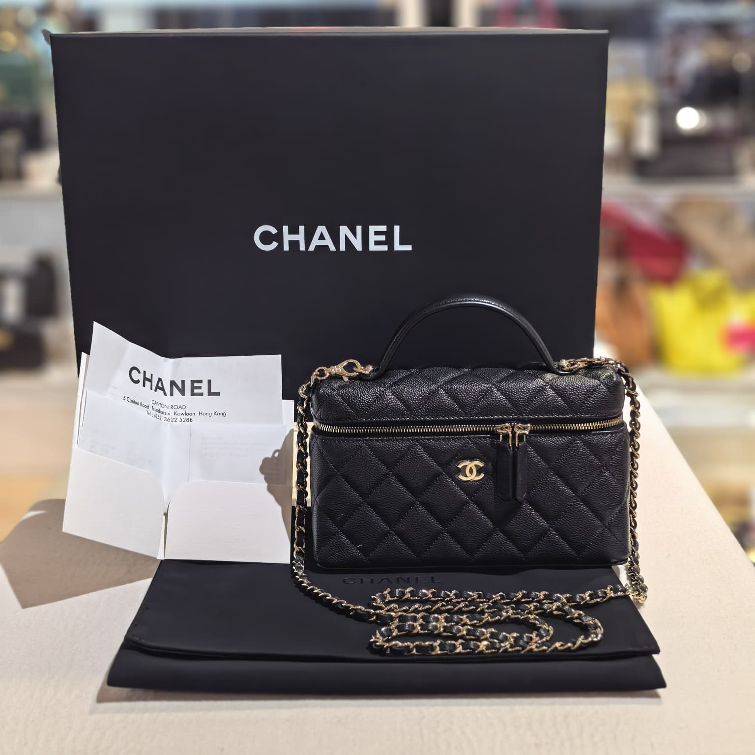 全新CHANEL飯盒包 AP4385 黑色荔枝皮 CLASSIC LP盒子 #BRAND NEW #香榭站正品