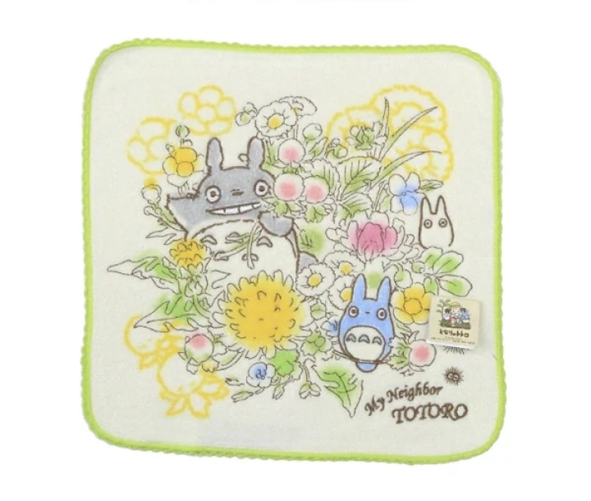 JP 龍貓花花全刺繡方巾 綠 防臭抗菌 30x30 8881 TK260929