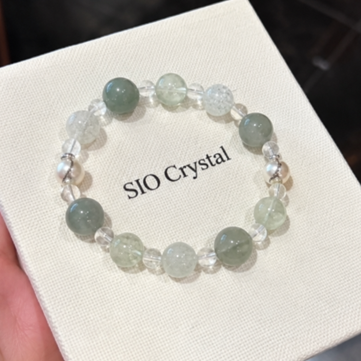 【碧縷】葡萄石x綠髮晶x白水晶手鍊