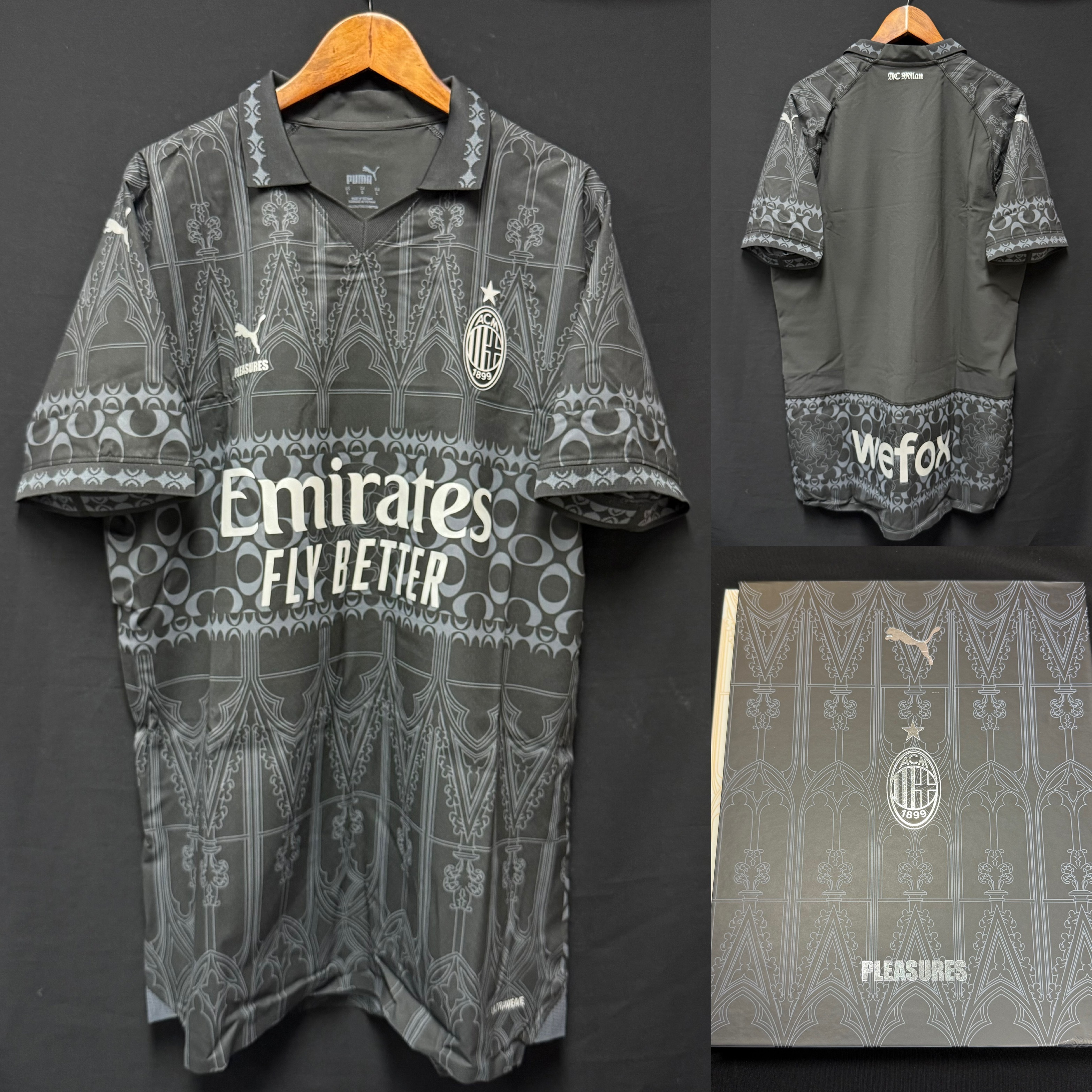 (Boxset) AC Milan 2023-2024 Puma x Pleasures Black Authentic Player Shirt