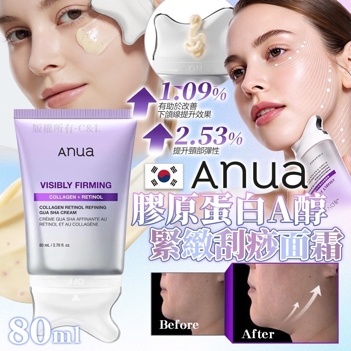 韓國ANUA膠原蛋白A醇緊緻刮痧面霜