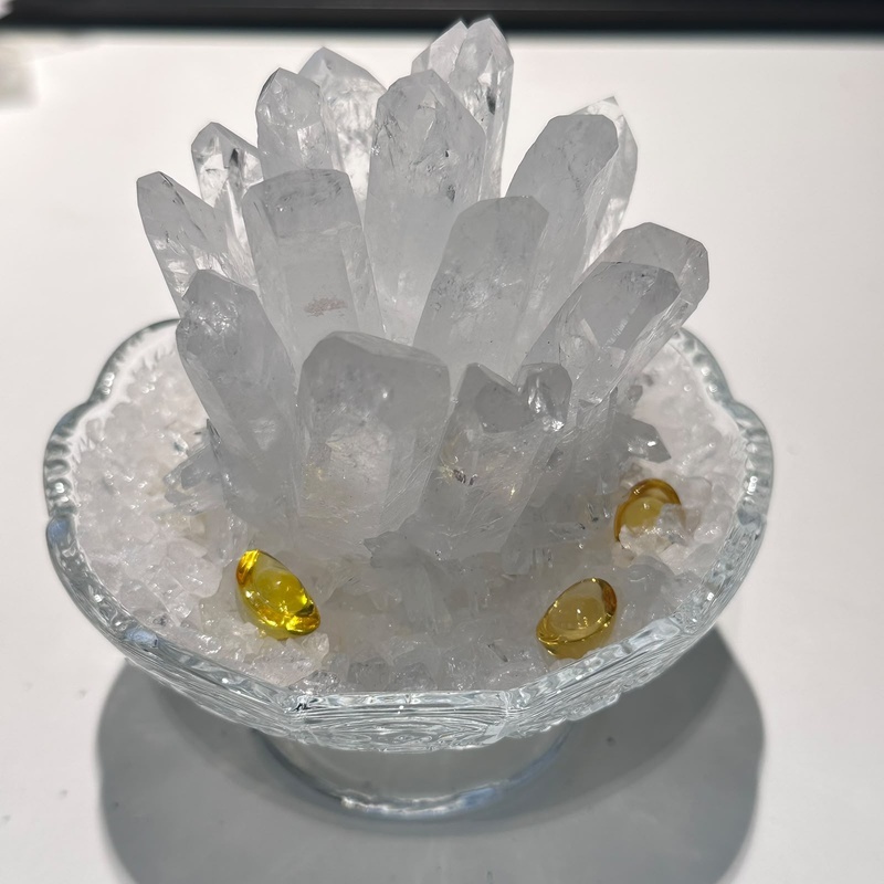 HKAG1001-007 水晶簇擺件-白（連碗+白水晶） (A7)