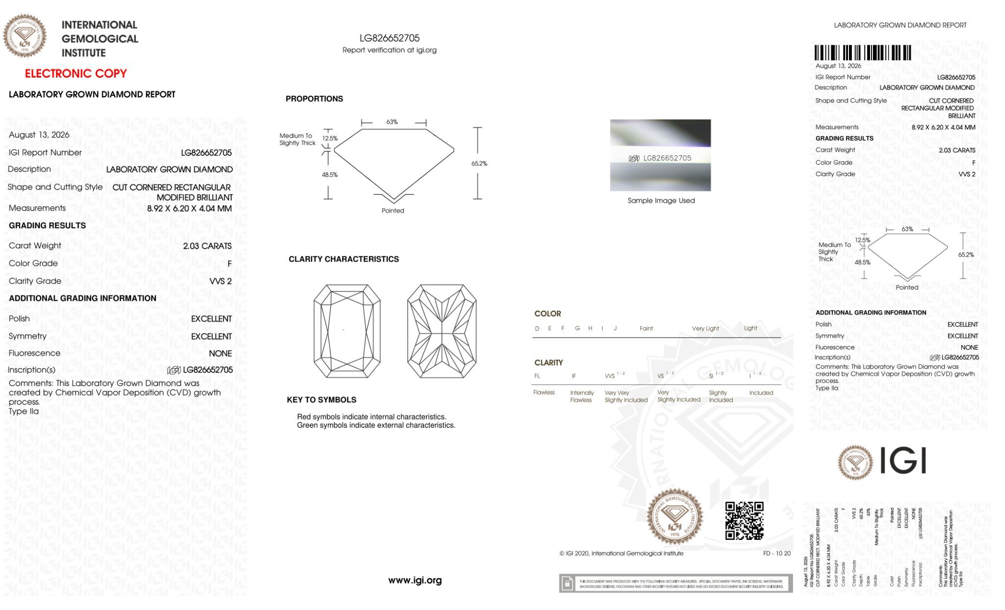 FD201 J21 培育鑽石(裸石) - 雷地恩切工Radiant Shape 2.03ct COLOR F VVS2 (8.92 - 6.20 - 4.04)