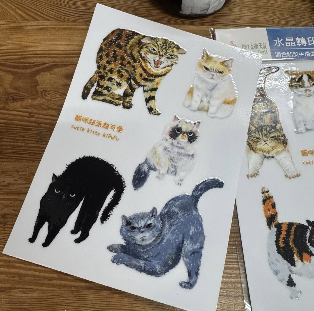 貓咪超派超可愛 水晶轉印貼紙｜針線球