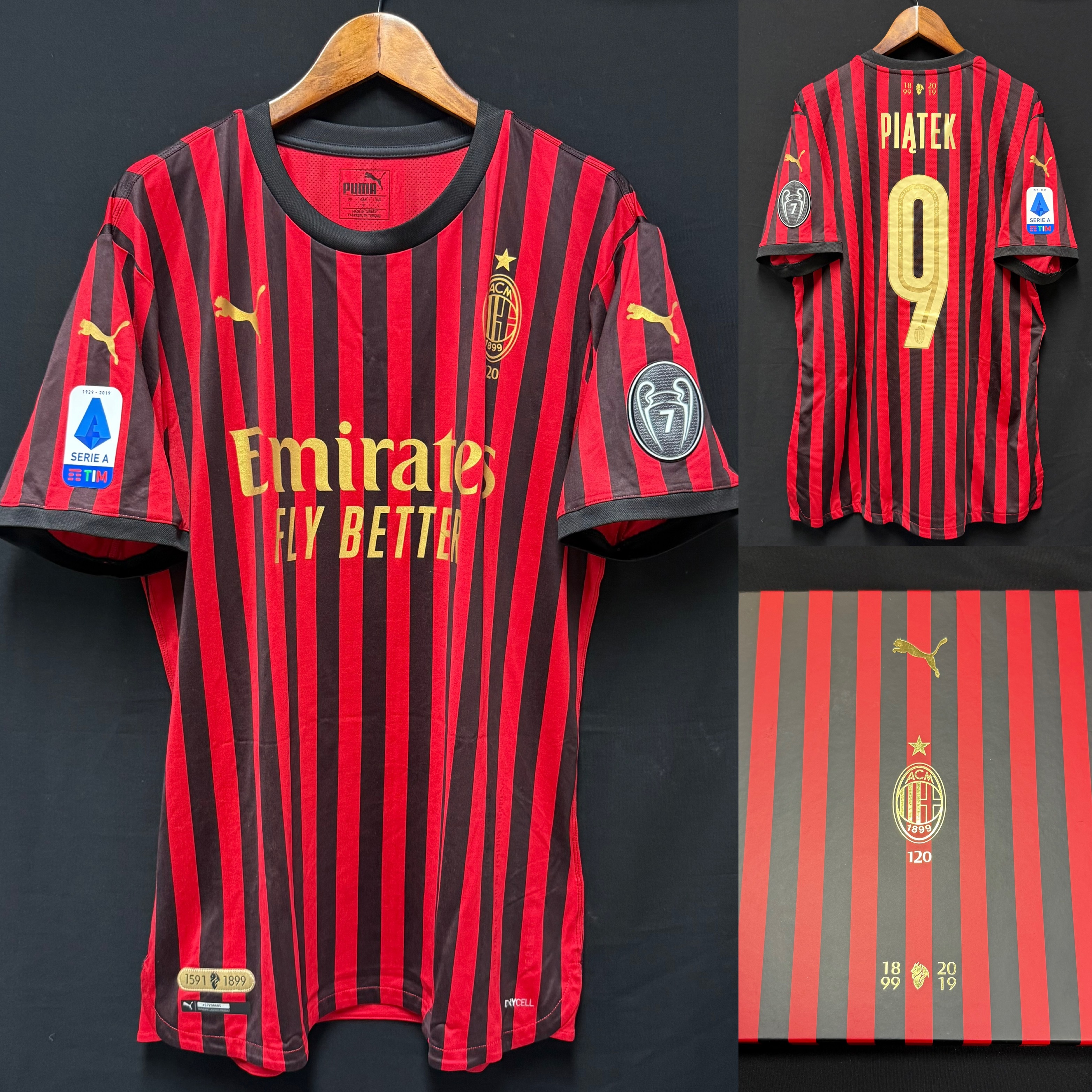 (Boxset) AC Milan 2019 Puma 120 Anniversary Home Authentic Player Shirt #9 PIATEK