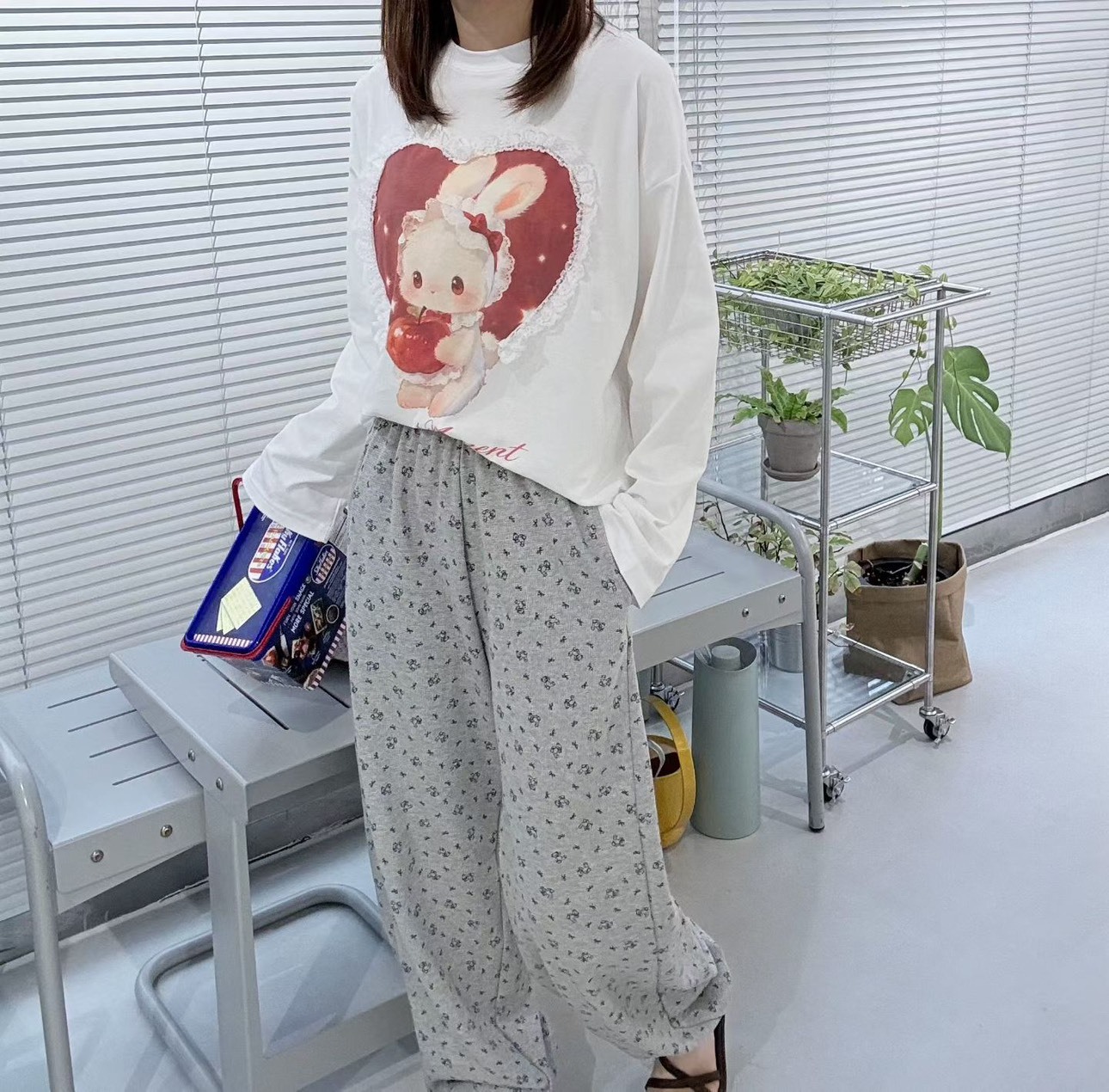 紅愛心兔長袖T
