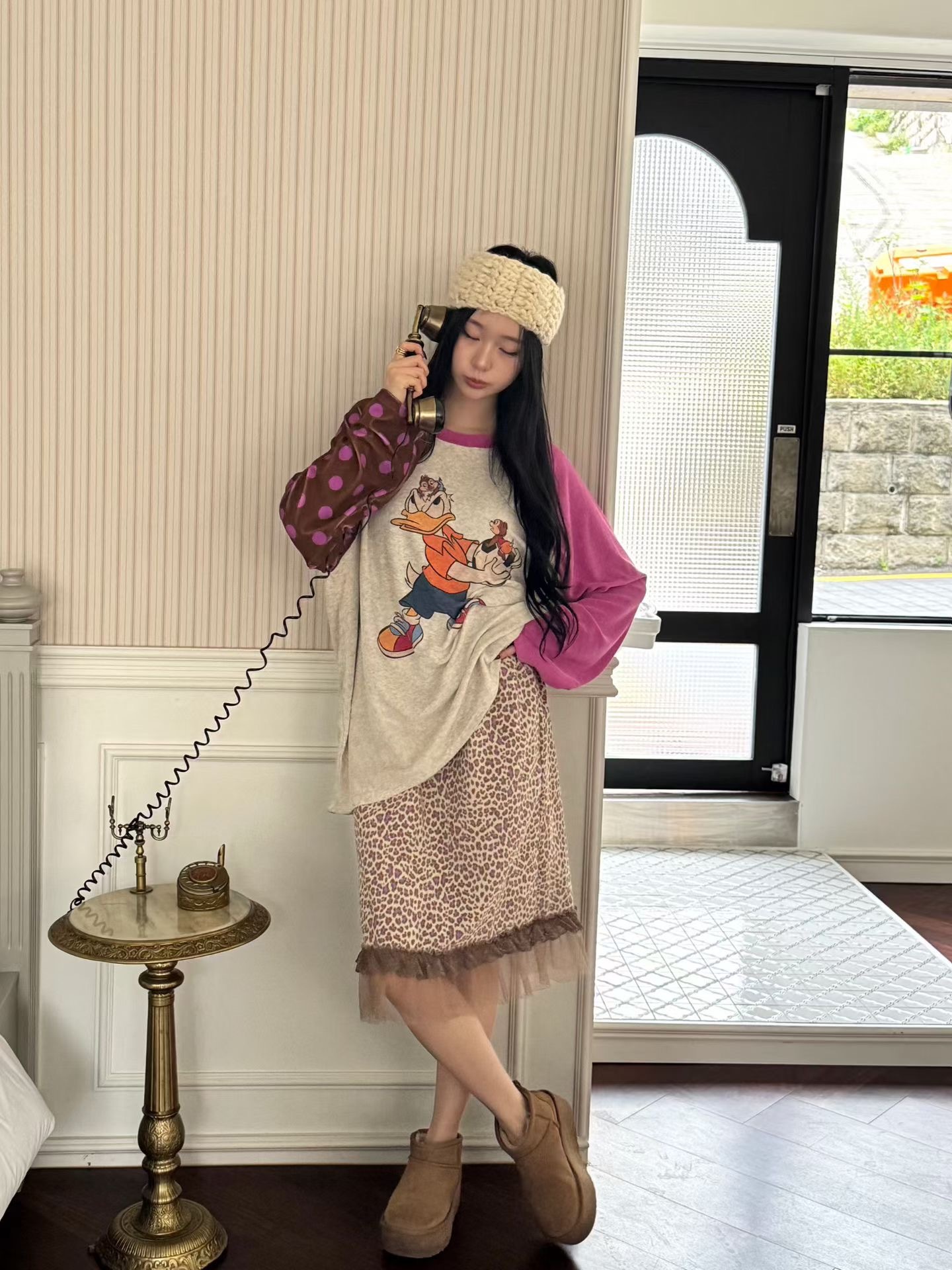 豹紋紗邊中裙