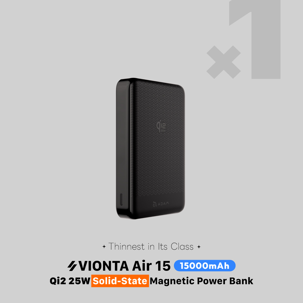 VIONTA Air 15 Qi2 25W Solid-State Magnetic Power Bank