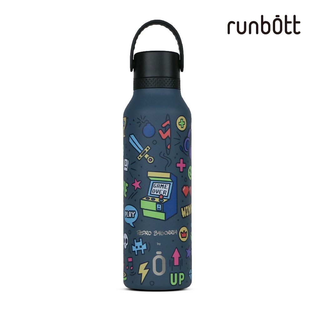 【runbott】Mii 輕量陶瓷保溫瓶600ml_冒險遊戲(深藍)