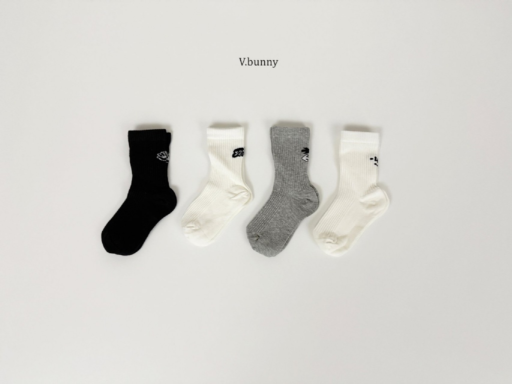 正韓冬Vbunny 日系無印感襪(四入)