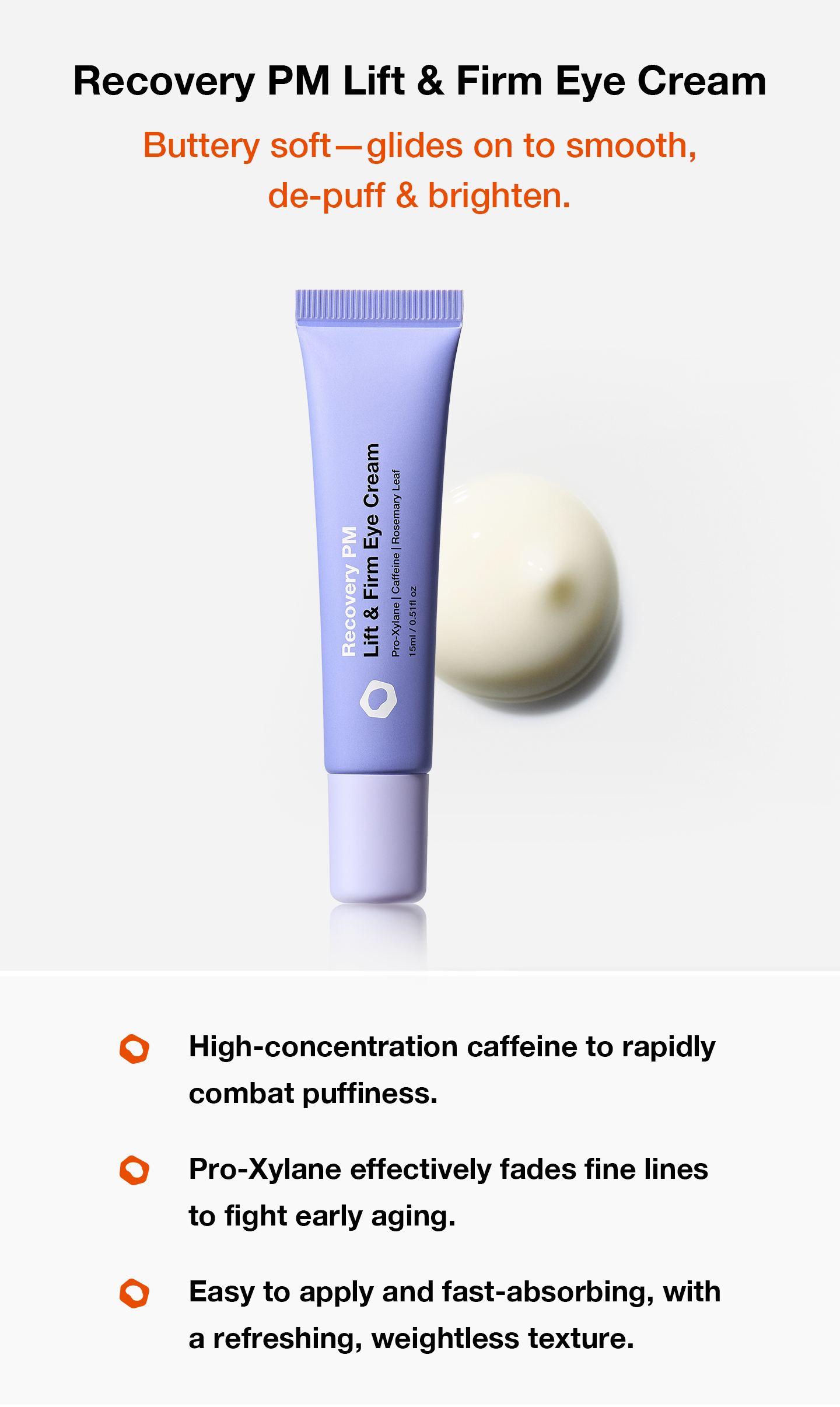 nomel Recovery PM Lift & Firm Eye Cream key benefits overview for lifting and firming the delicate eye area