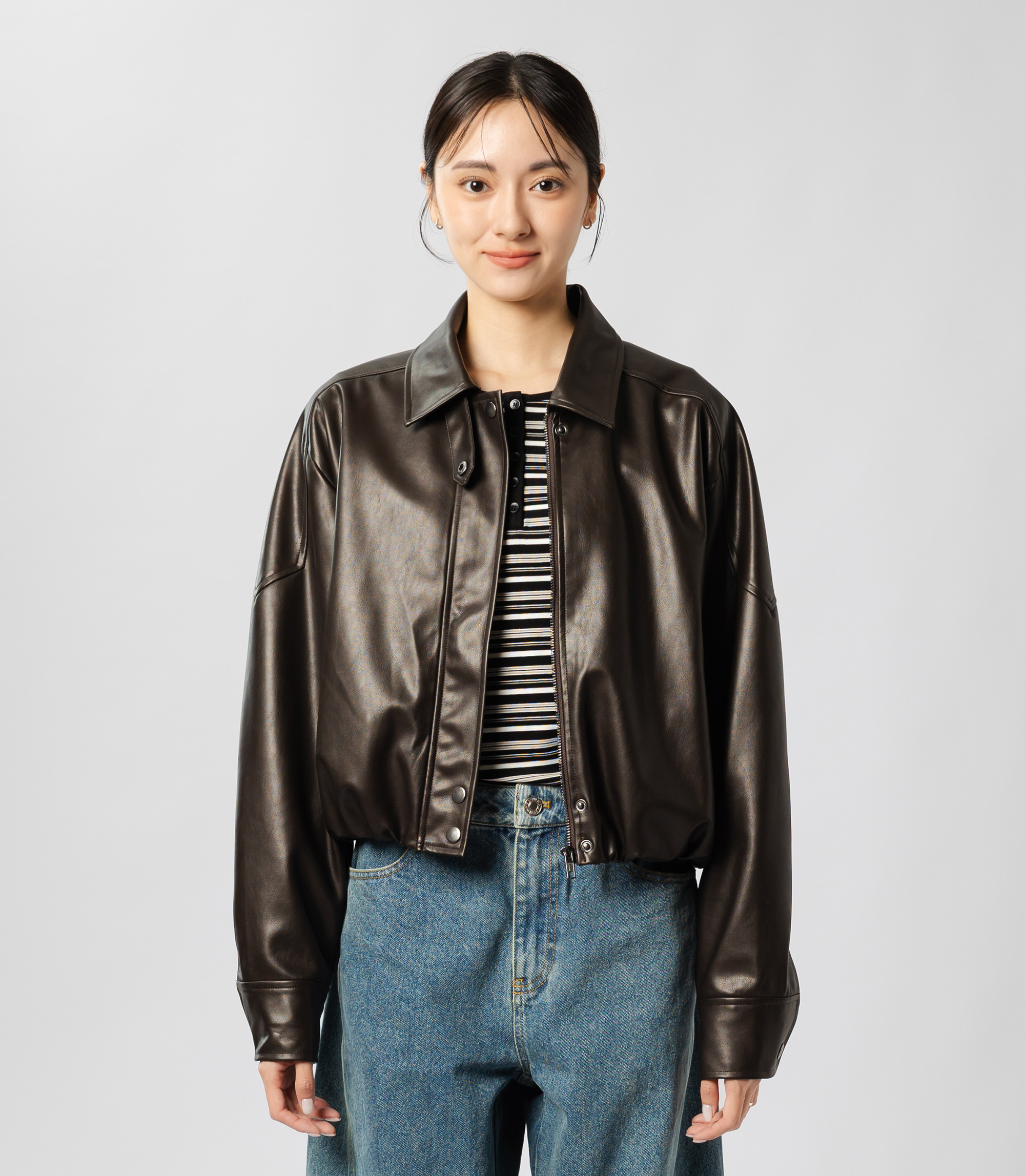 Radiantsphere 女款 復古短版皮革外套