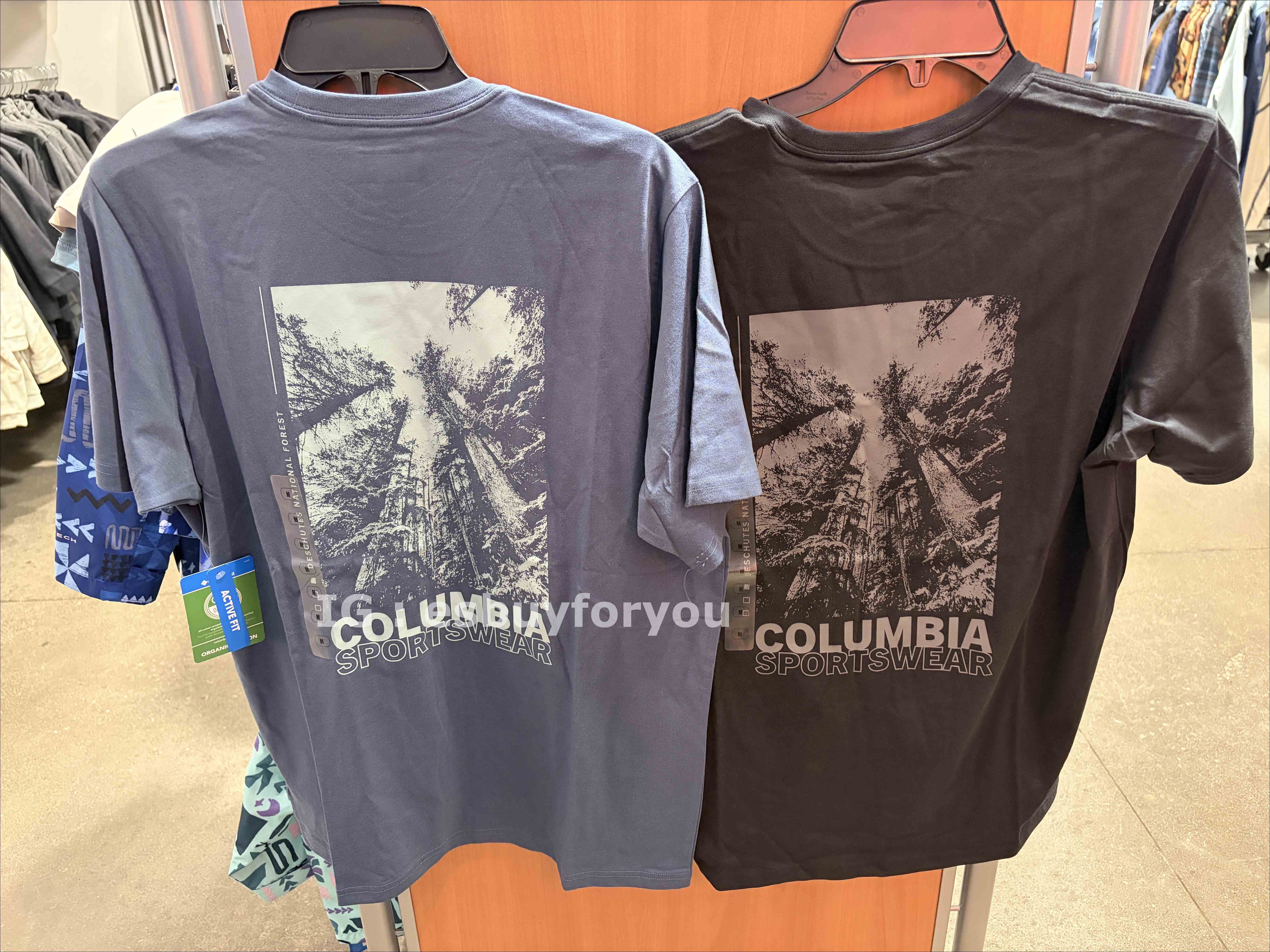 Columbia  男大人 有機棉 森林造型圖案  短TEE (2色)