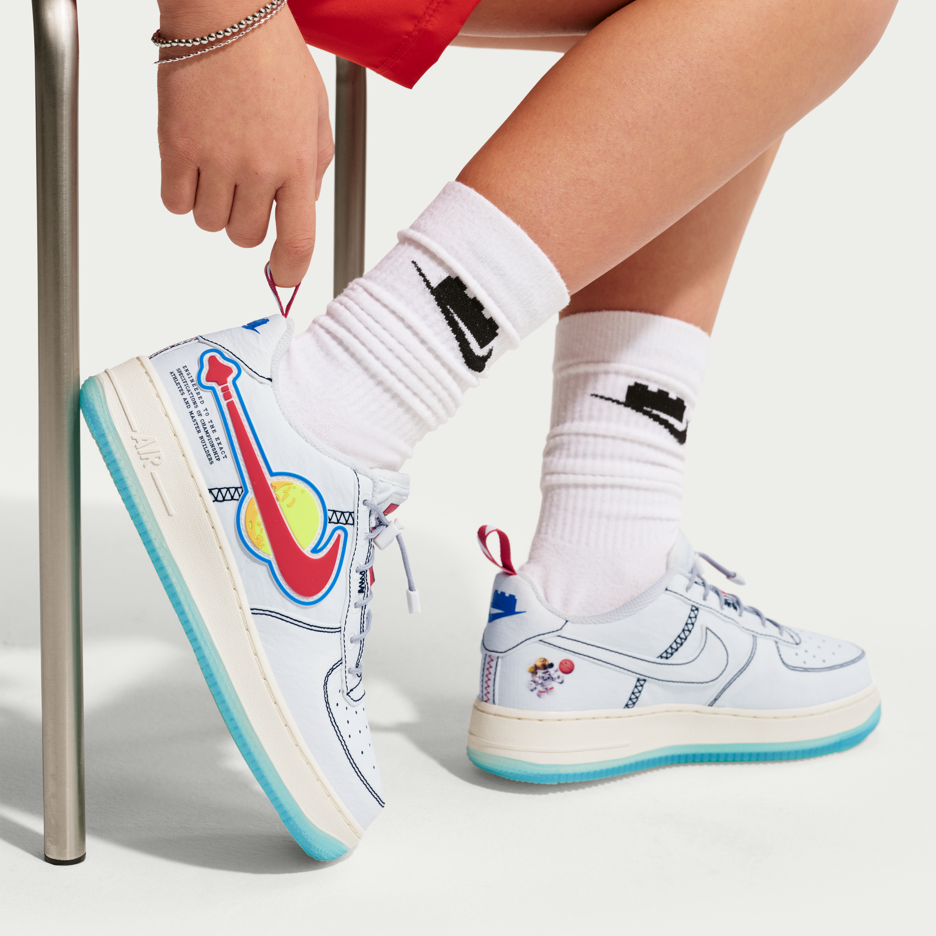 大童鞋 女生尺寸 LEGO X NIKE AIR FORCE 1 GS 'Outer Space' 樂高 聯名 外太空 低筒 休閒鞋【IU2551-100】