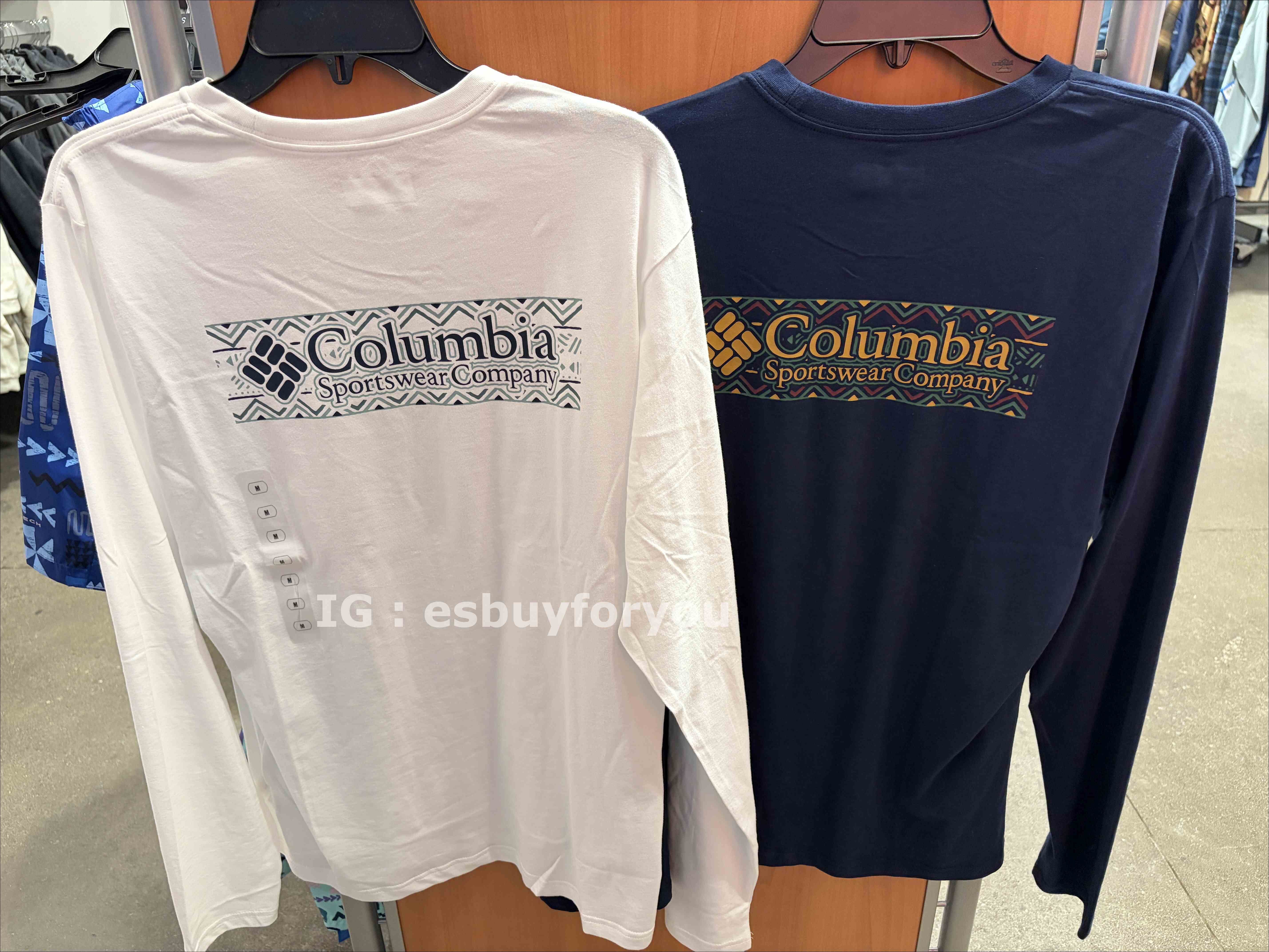Columbia  男大人 正反圖案字樣 長TEE (2色)