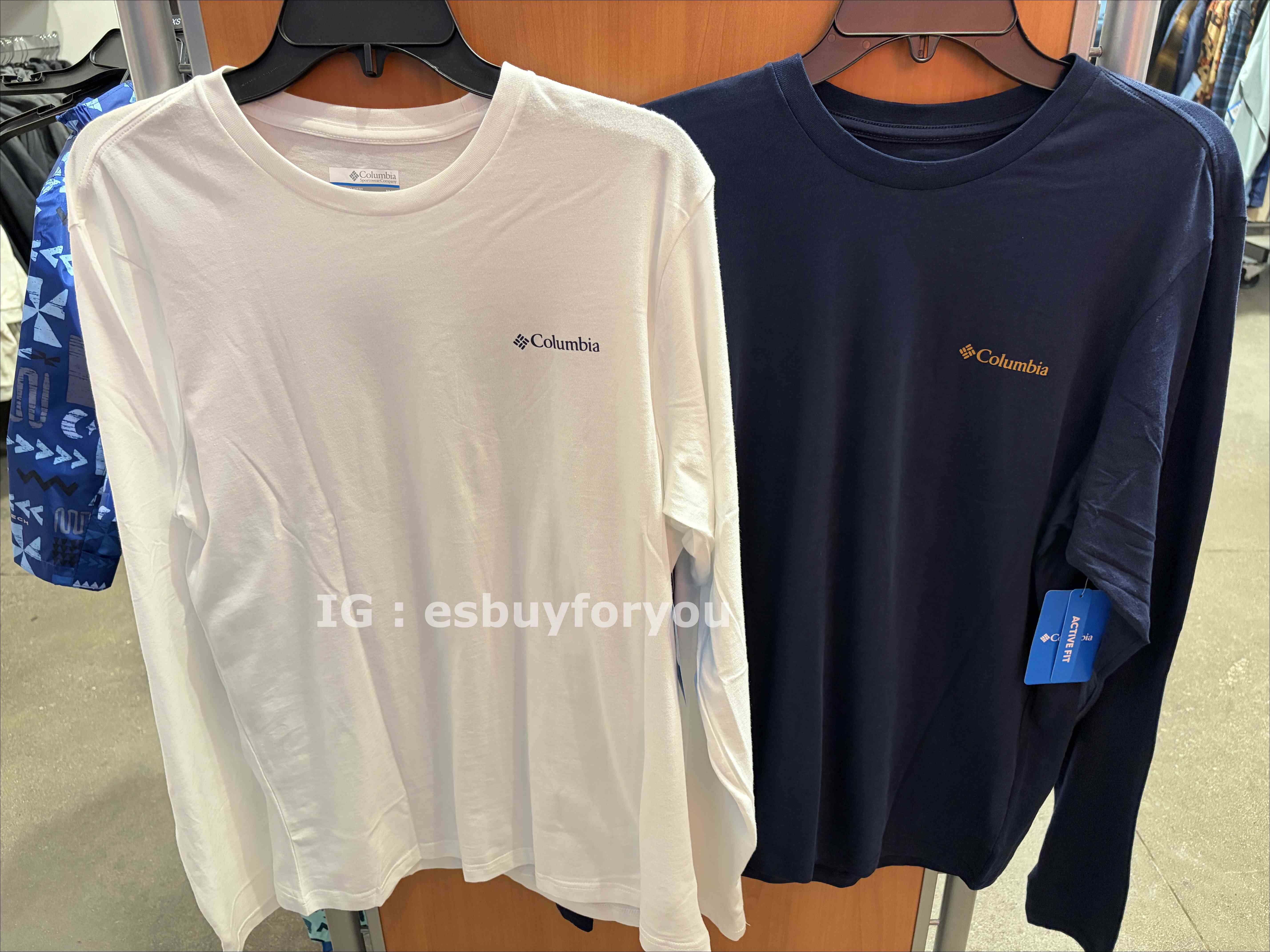 Columbia  男大人 正反圖案字樣 長TEE (2色)