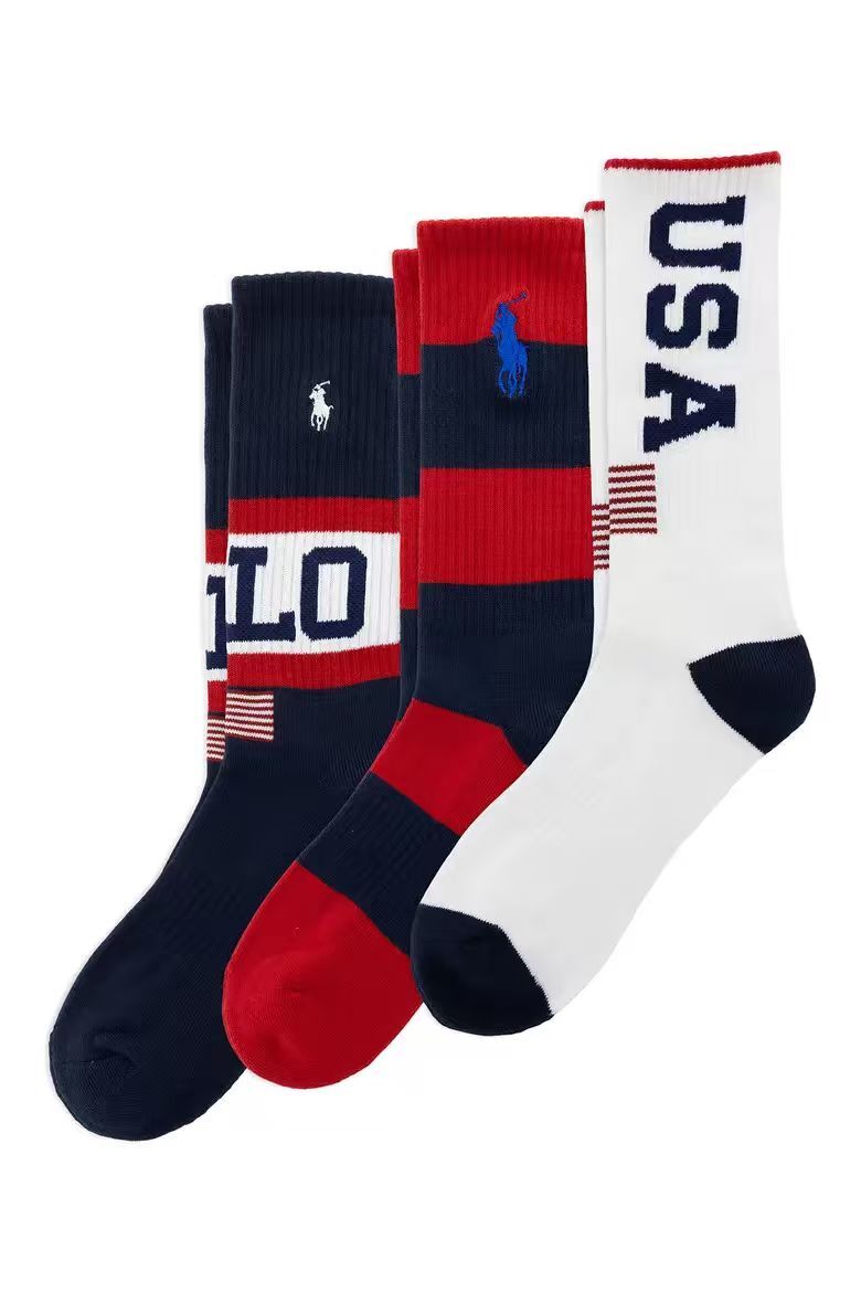 【預購】Polo Ralph Lauren N093007 USA Stadium 男裝運動中筒襪 (3對裝)