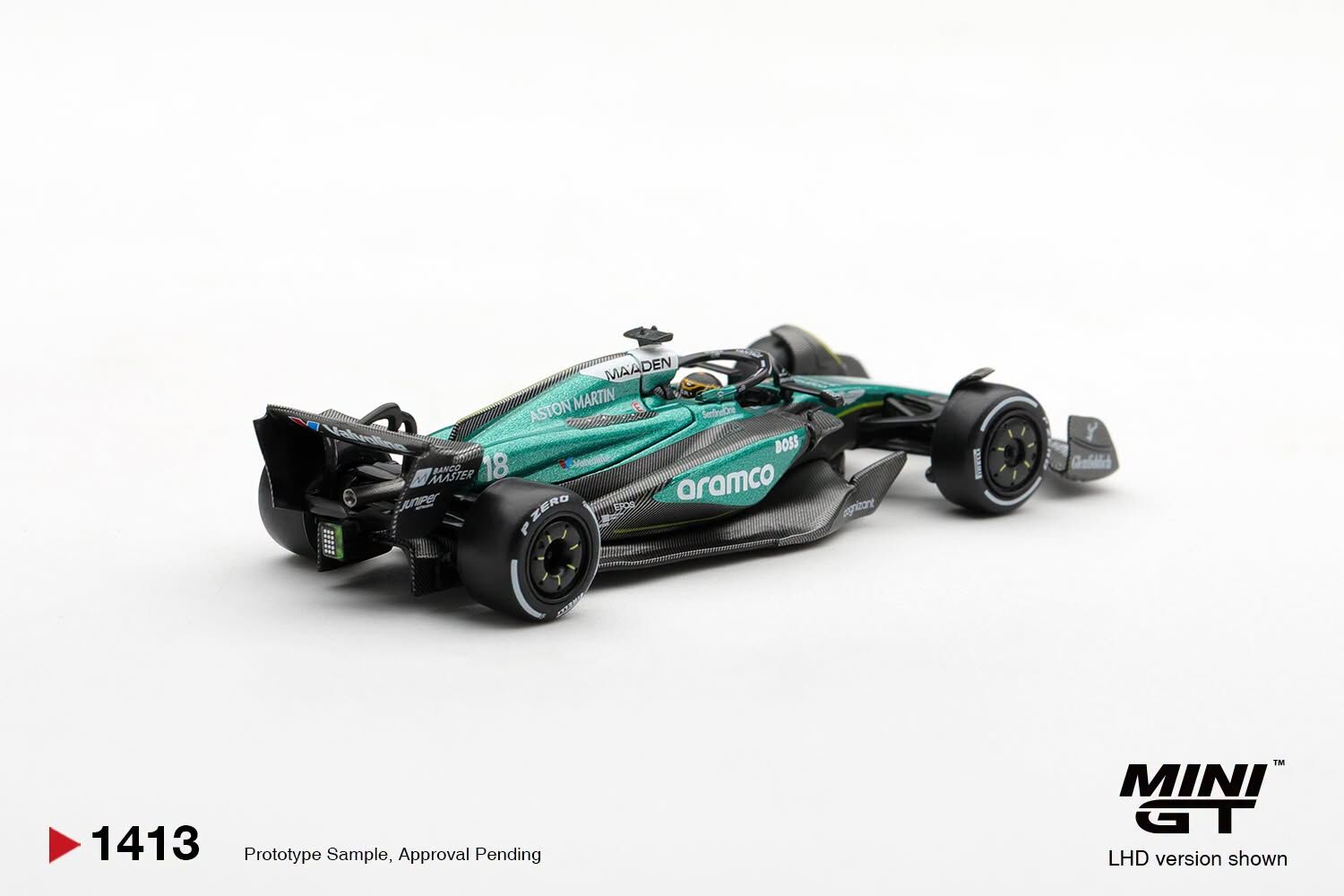 [預訂] Mini GT #1413 馬田Aston Martin AMR24 #18 Lance Stroll 2024年F1拉斯維加斯大獎賽