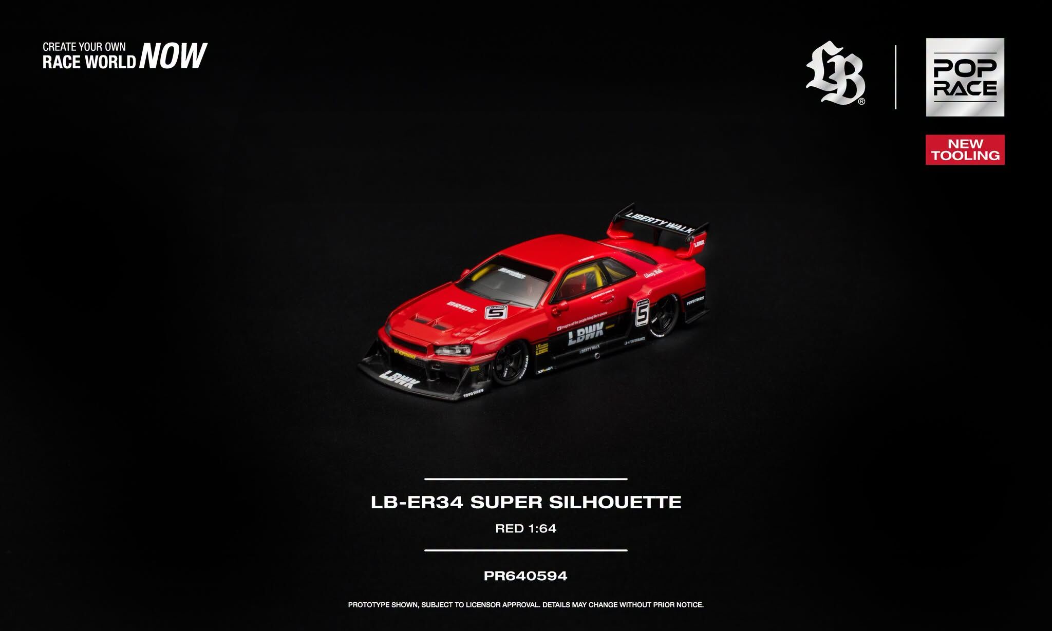 [預訂] POPRACE LB-ER34 SUPER SILHOUETTE 紅色新模具（可開啟前置引擎蓋／精細引擎）